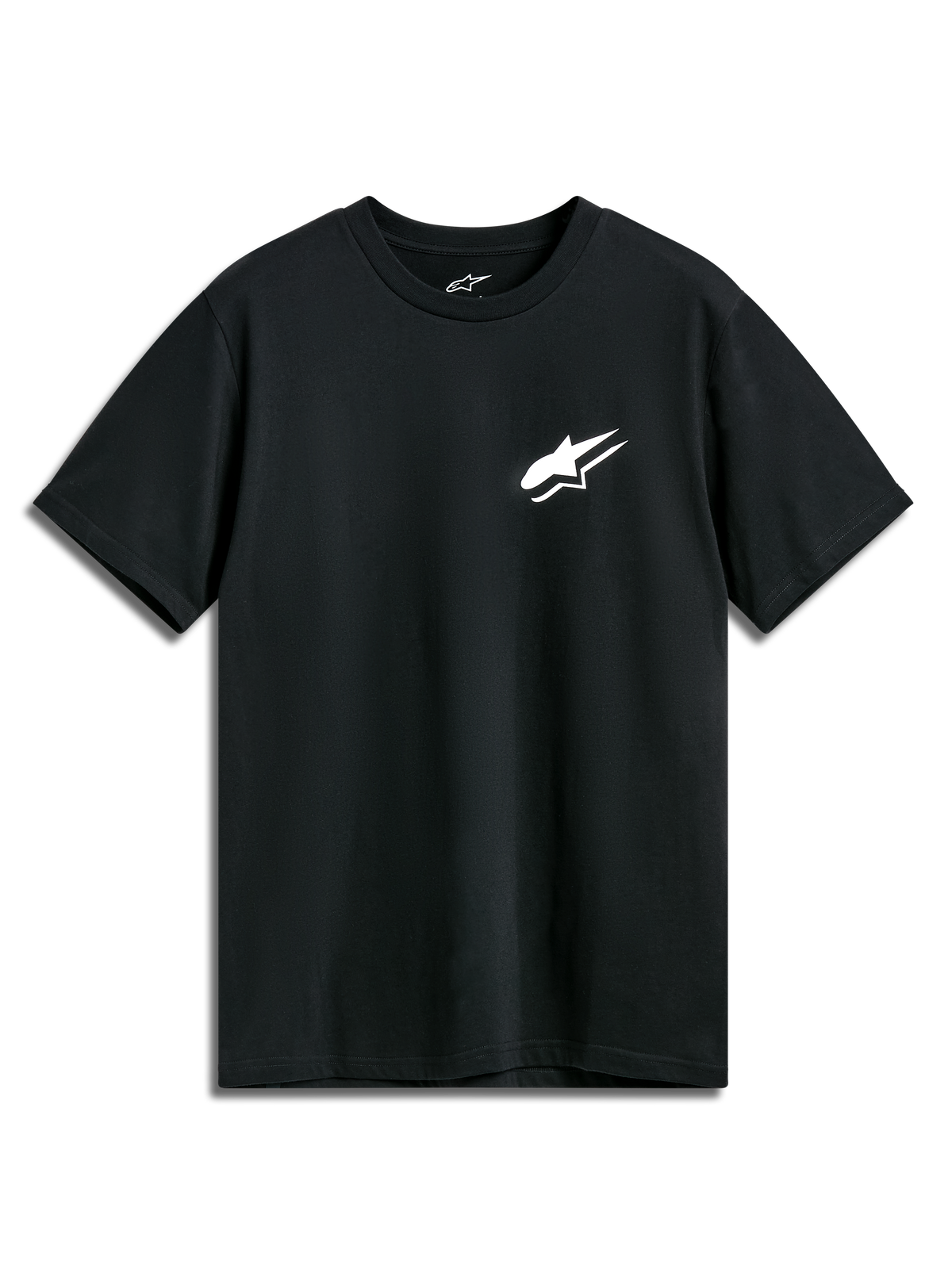 Camiseta Alpinestars Formulate CSF, camiseta de manga corta, negra, logo Astars blanco en el pecho, ropa deportiva casual de estilo motorsport