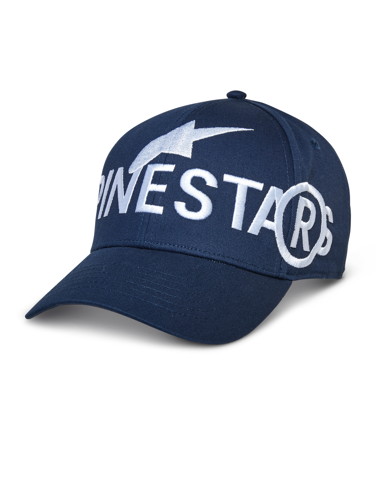 Alpinestars Committed Hat, gorra de béisbol azul marino con gran bordado blanco de la marca, visera curva, copa estructurada y estilo deportivo casual