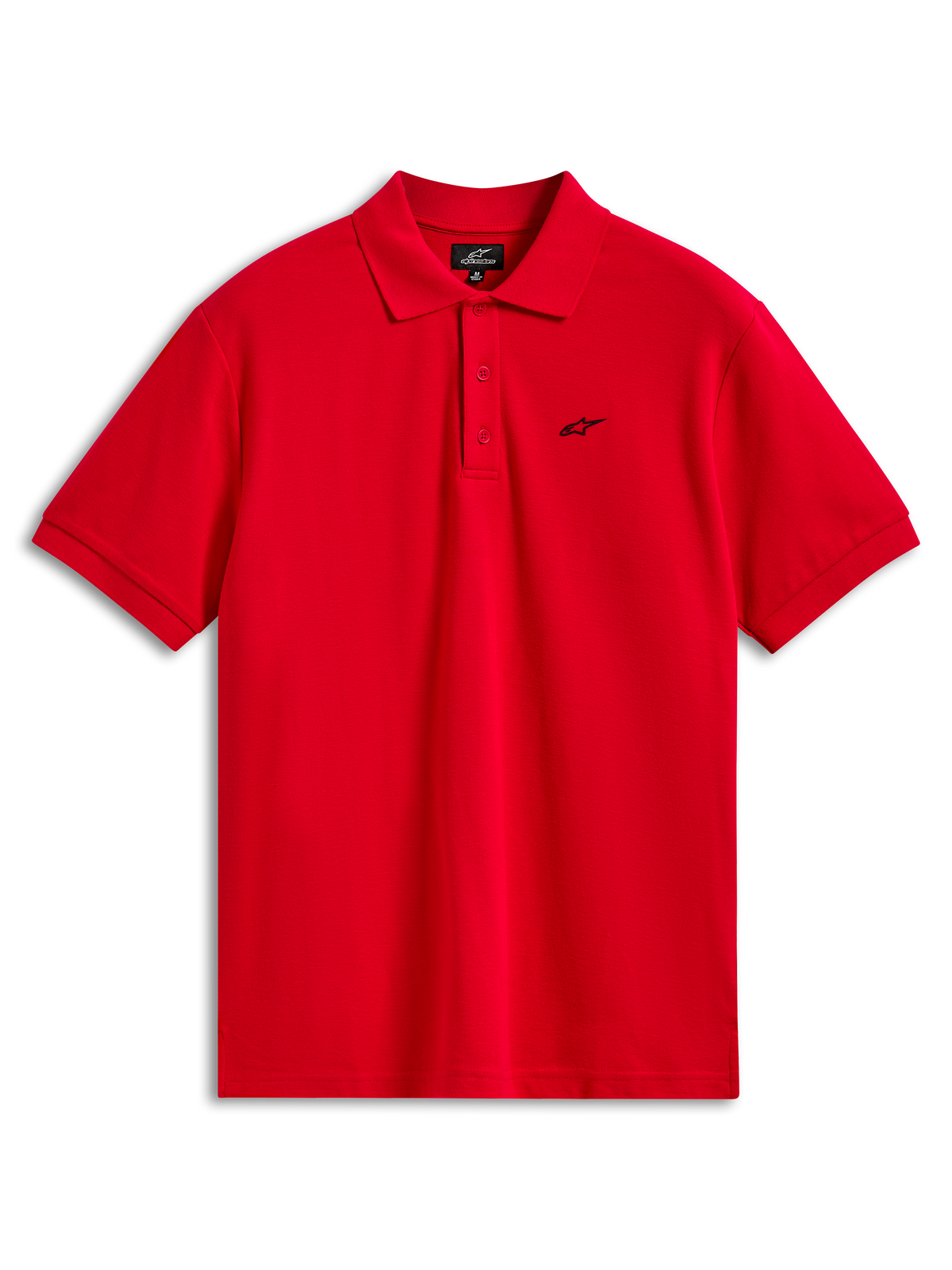 Alpinestars Polo Clásico Endeavor, polo de piqué de manga corta, rojo, pequeño logo Astars negro en el pecho, tapeta de tres botones, ropa deportiva casual