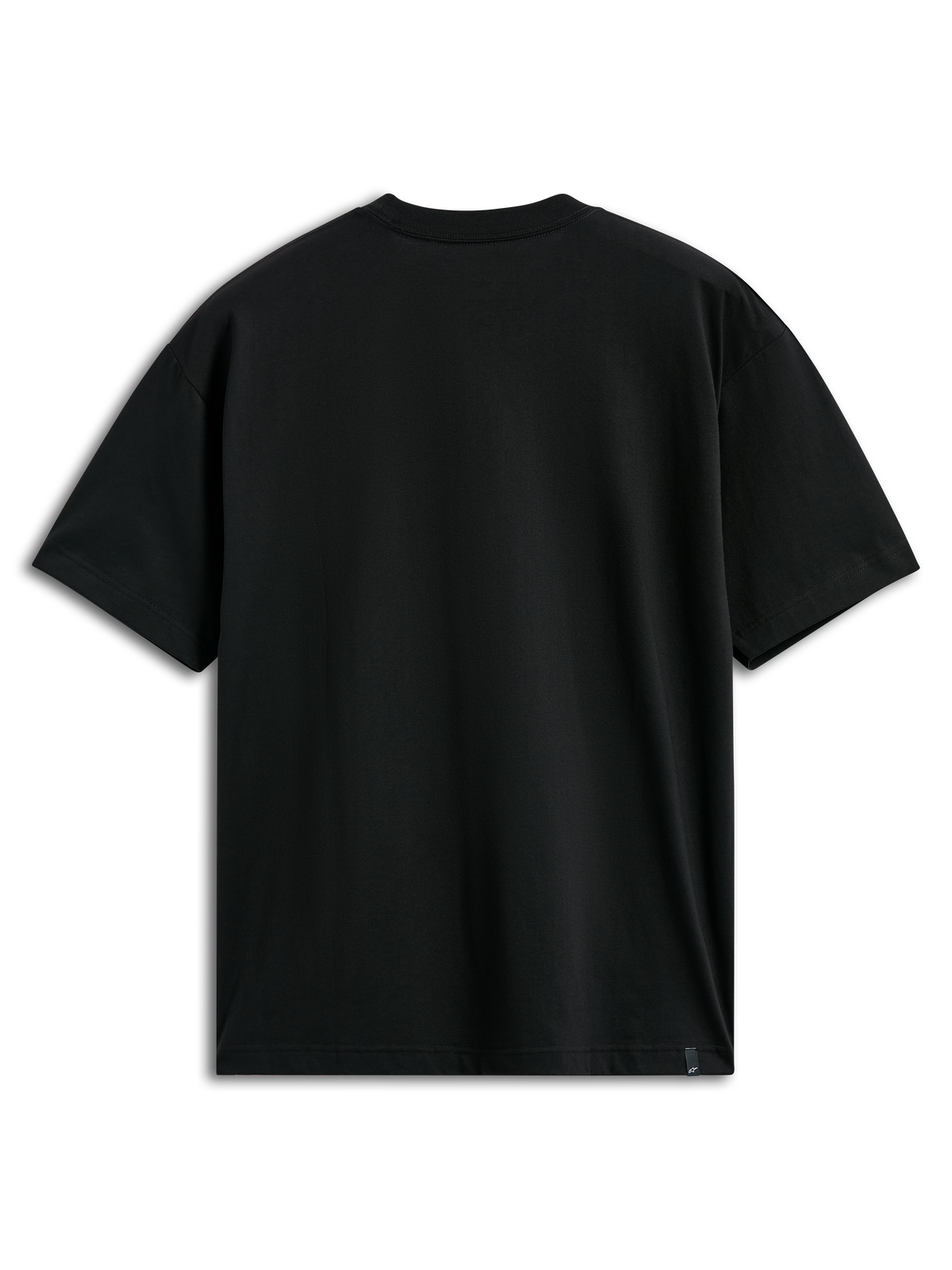Alpinestars Camiseta Aplomb Oversized CSF, camiseta de manga corta, negra, vista posterior, diseño limpio con una pequeña etiqueta de logotipo en el dobladillo, ajuste extragrande de estilo urbano casual