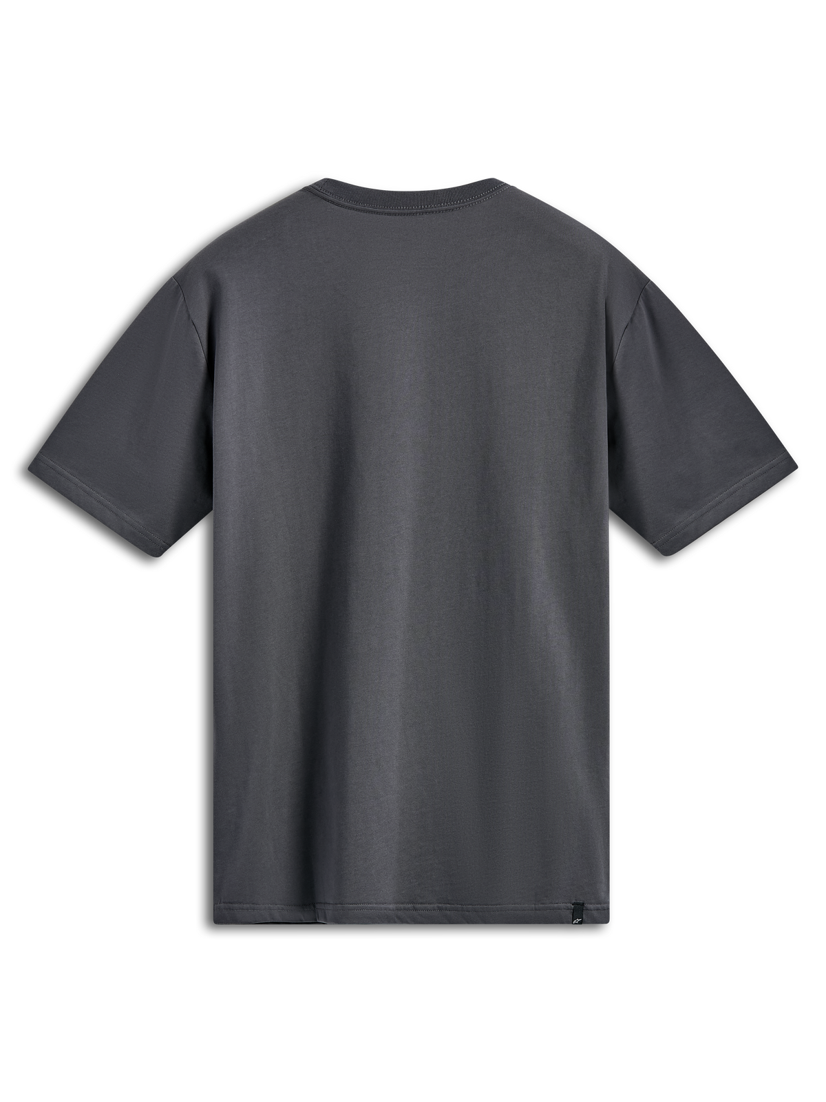 Alpinestars Ellipsoid CSF Tee, Short Sleeve T-Shirt, Charcoal, back view, plain design with small black logo tag on hem, casual sportswear