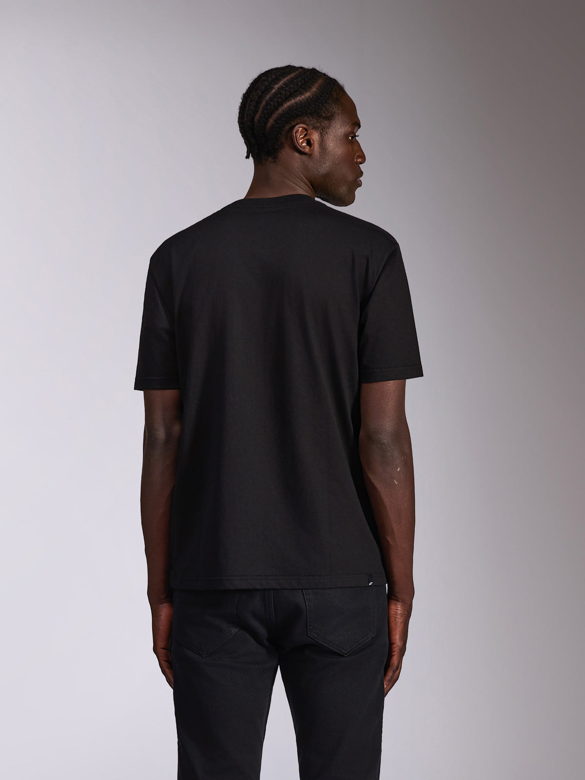 Alpinestars Authority CSF Tee, Short Sleeve T-Shirt, Black, Back view on model wearing dark jeans, plain design with a clean finish, casual motorsport streetwear