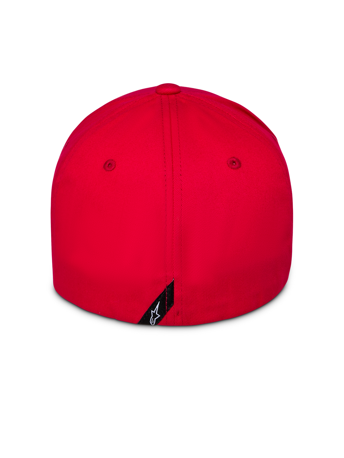 Gorra Alpinestars Pivot, roja, vista trasera, ajuste Flex Back, corona estructurada, pequeña etiqueta con el logo de Astars, ropa deportiva casual