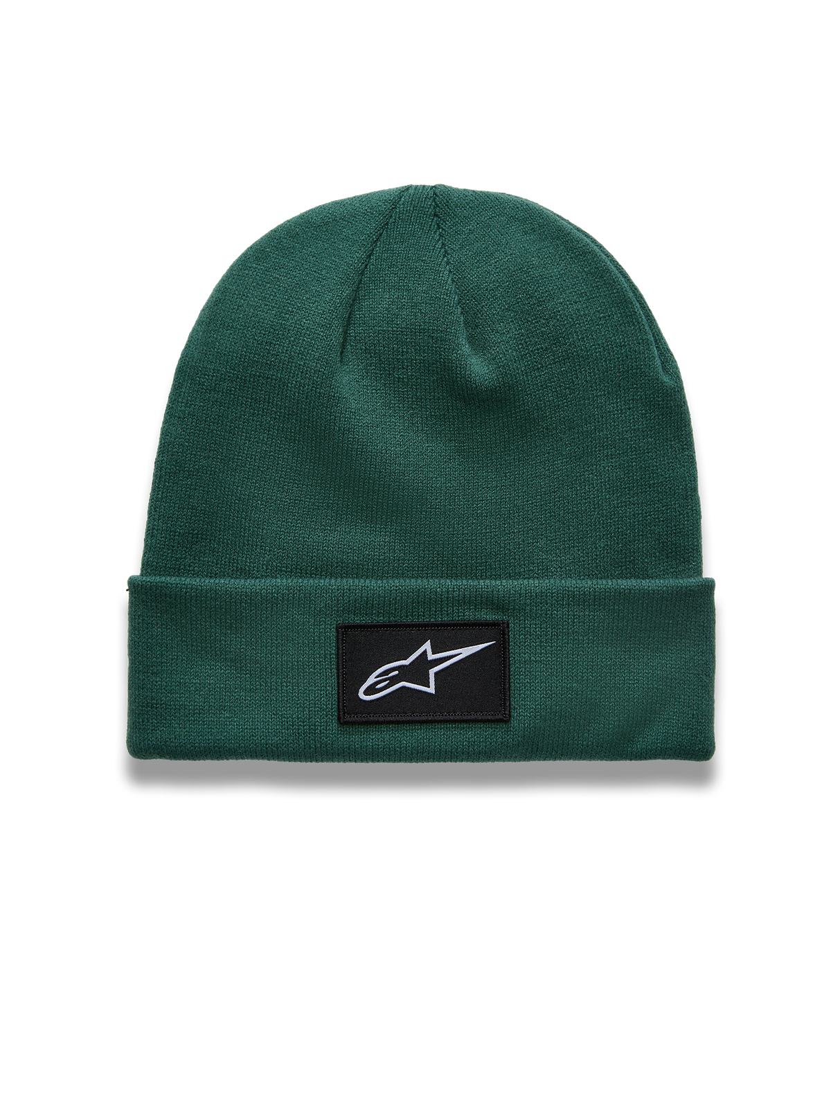 Alpinestars Augment Cuff, gorro verde de punto jersey con parche del logo Astars negro, ropa deportiva casual