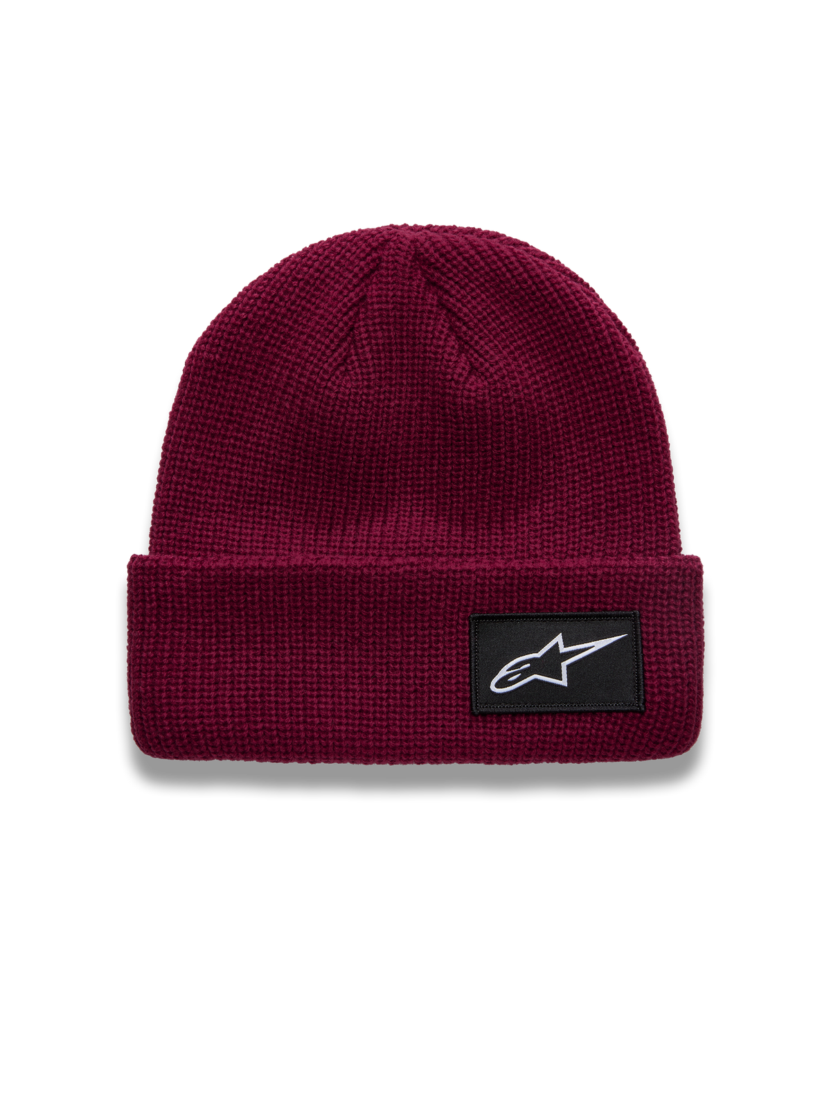 Alpinestars Unload Rib Cuff Gorro, gorro de color rojo baya con construcción de punto de jersey, parche negro con el logotipo de Astars, accesorio casual de estilo deportivo