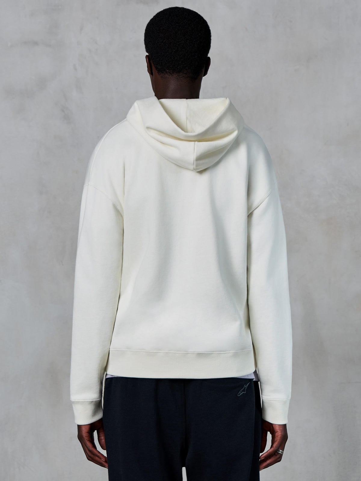Alpinestars Essentials Ageless Zip Hoodie, back view, Off White, casual streetwear, premium compact fleece, relaxed fit, ribbed cuffs and hem, clean minimalist design