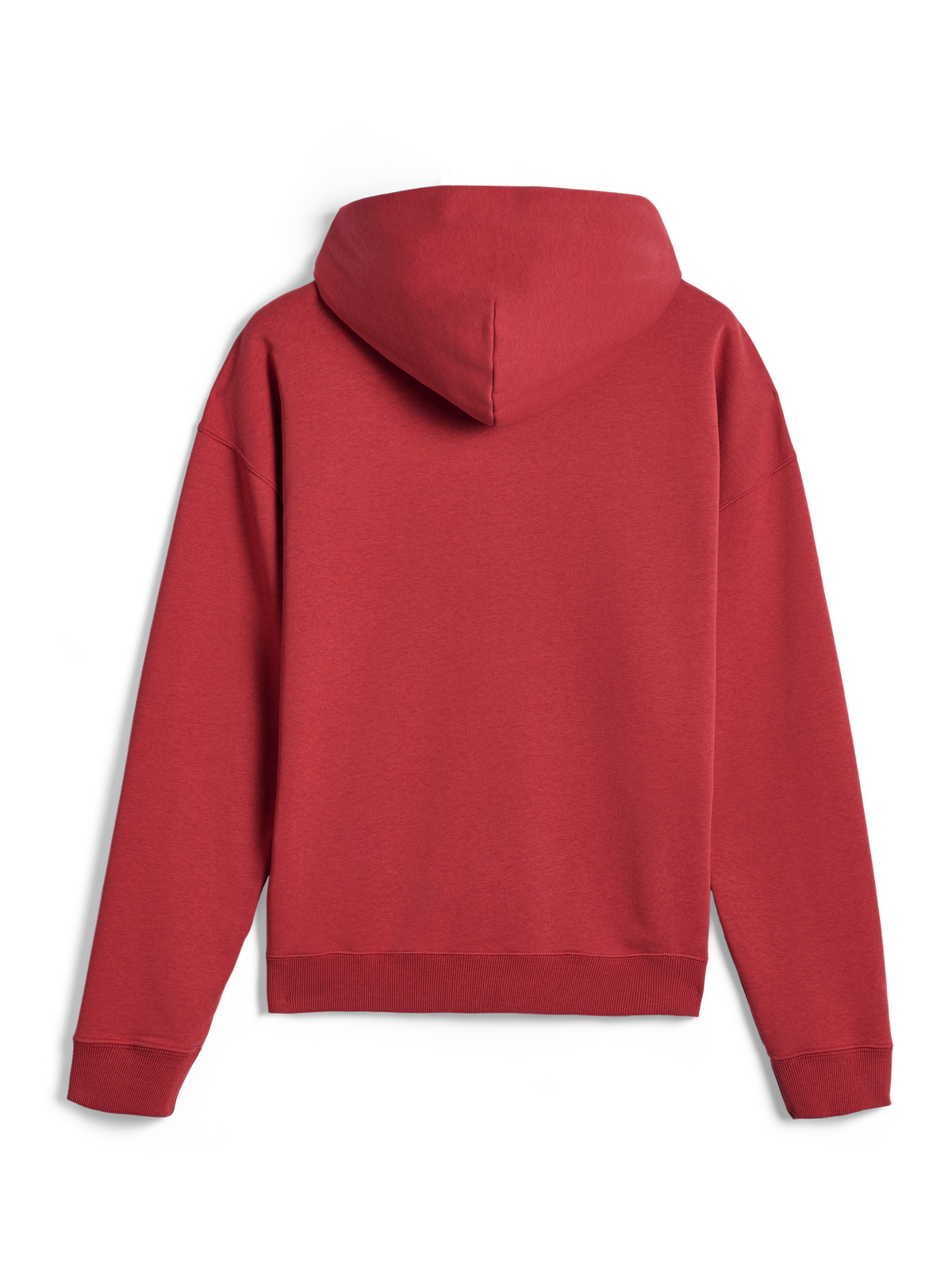 Sudadera con capucha y cremallera Alpinestars Essentials Ageless, vista de espalda, rojo ladrillo, estilo urbano casual, ajuste relajado con puños y dobladillo acanalados, textura de forro polar suave y compacto