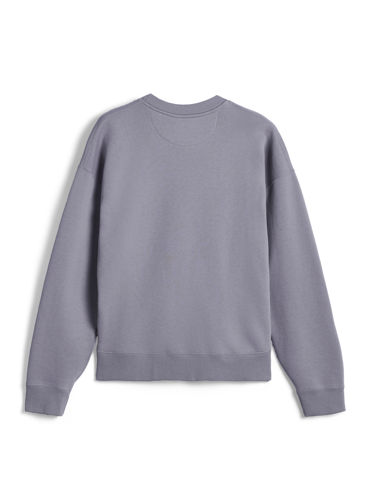 Alpinestars Essentials Ageless Crew, vista posterior, sudadera plateada de cuello redondo, forro polar compacto premium, cuello, puños y dobladillo acanalados, ropa deportiva casual para fuera de la moto