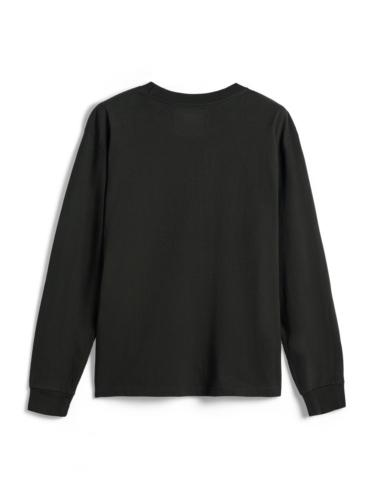 Alpinestars Essentials Ageless LS Tee, camiseta de manga larga, color negro, vista posterior lisa, punto de algodón orgánico de primera calidad, ajuste relajado, ropa urbana informal inspirada en el automovilismo
