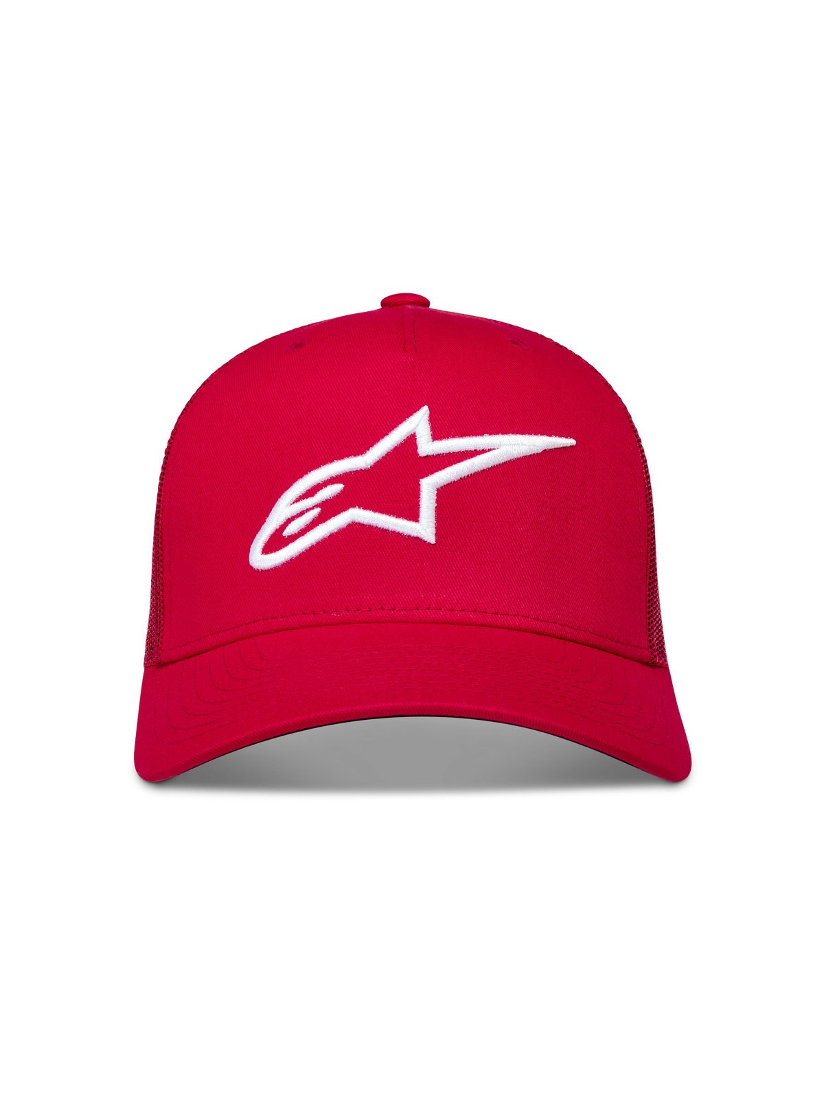 Alpinestars Ageless Snapback, gorra roja tipo trucker con logotipo de estrella blanco bordado en 3D y visera curva, ropa deportiva casual