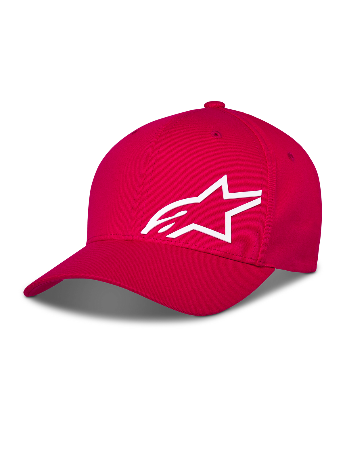 Gorra Alpinestars Corp Shift Multi, gorra de béisbol roja, logotipo Astars en 3D blanco en la parte frontal, visera curva con corona estructurada, ropa casual de deportes de motor
