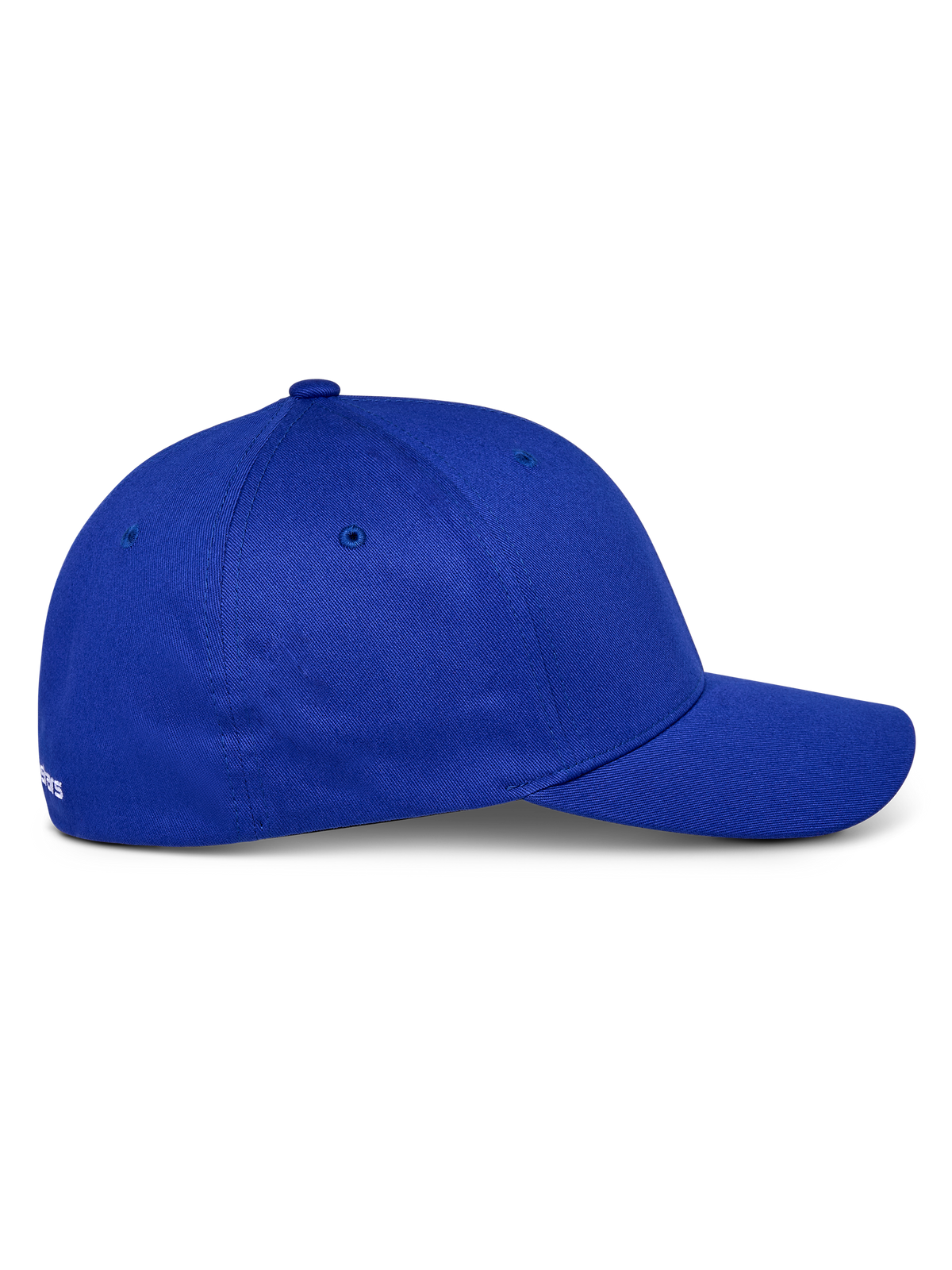 Gorra Alpinestars Corp Shift Multi, azul, vista de perfil lateral, visera curva con corona estructurada, tejido de sarga elástica de algodón, accesorio casual inspirado en el automovilismo