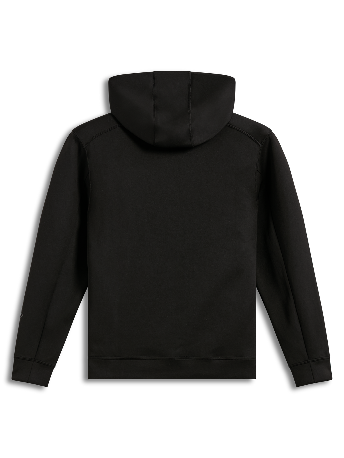 Alpinestars Datrix Hoodie, sudadera de forro polar negra, vista posterior con capucha forrada de malla, estilo deportivo