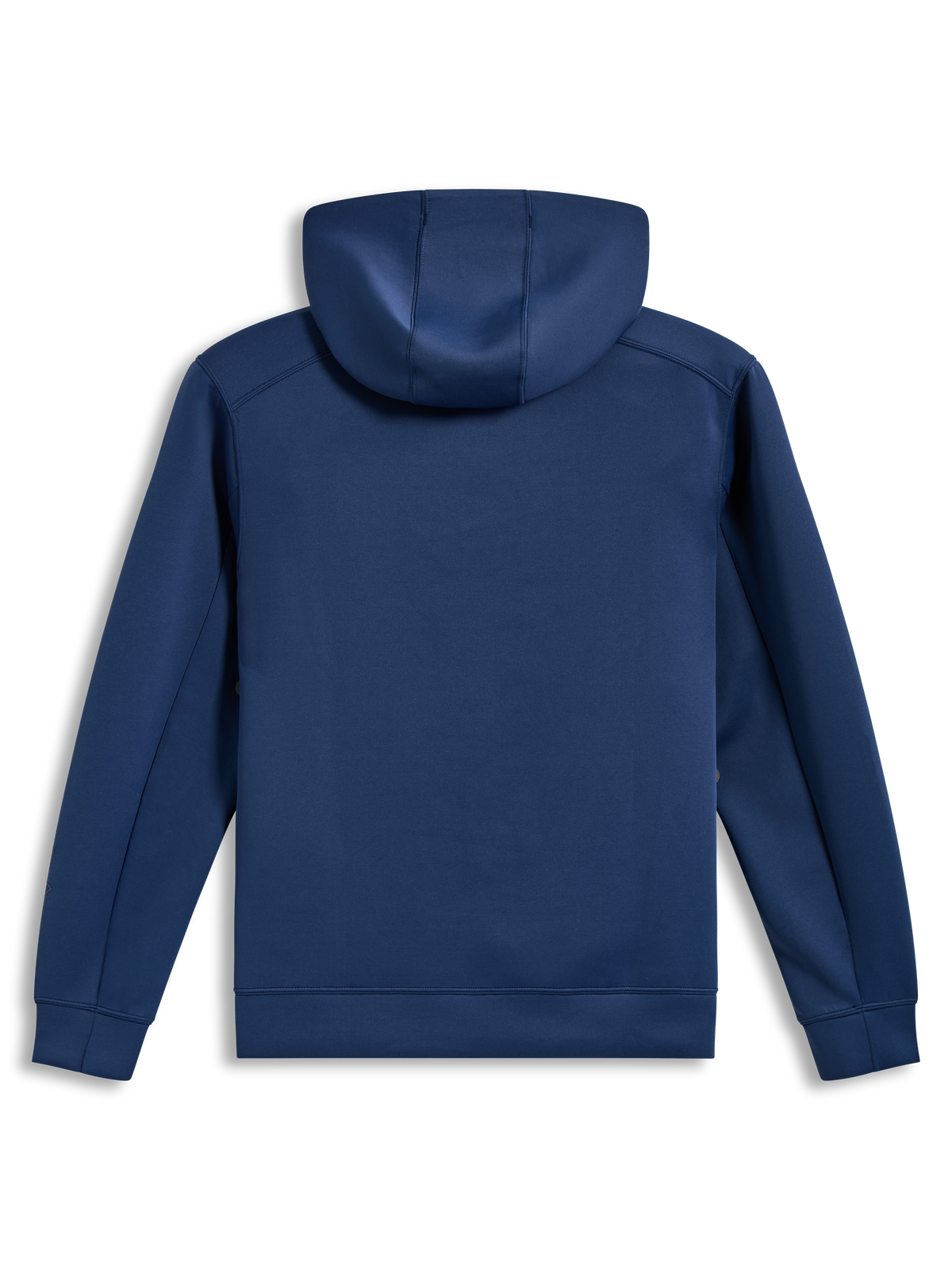 Alpinestars Datrix Hoodie, sudadera de forro polar de doble cara en azul acero, vista trasera con capucha forrada de malla, diseño deportivo casual