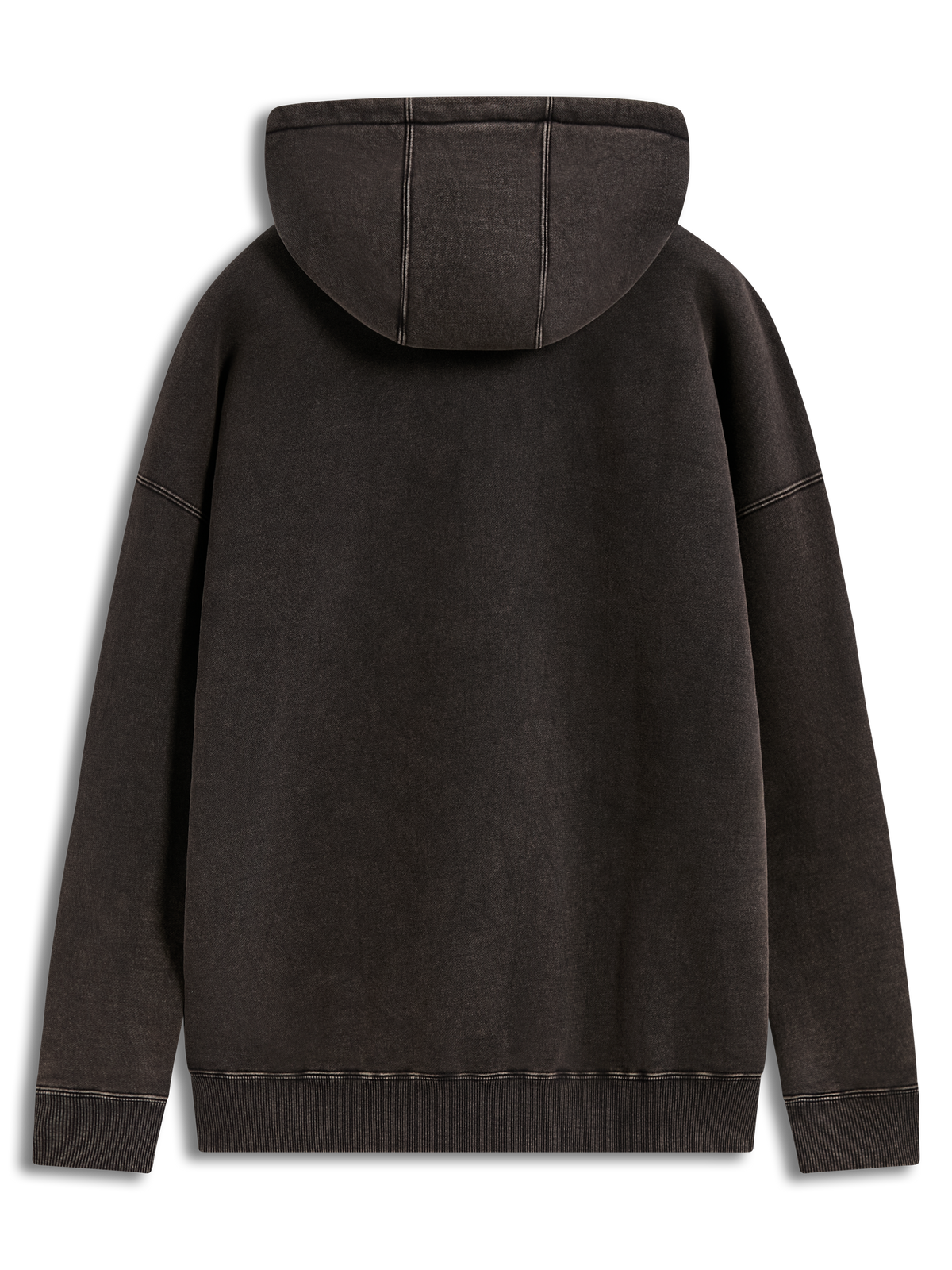 Alpinestars Infinite Washed Oversized Hoodie, sudadera forro polar negro lavado, vista posterior con dobladillo de canalé