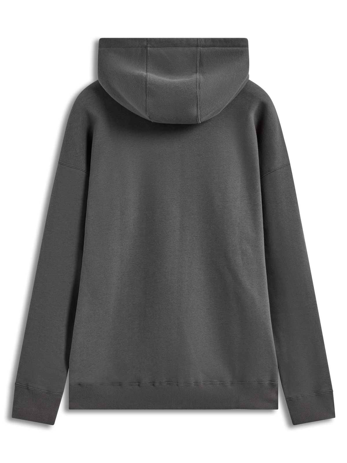 Alpinestars Entity Oversized Hoodie, sudadera de forro polar gris carbón, vista trasera con capucha y puños de canalé.