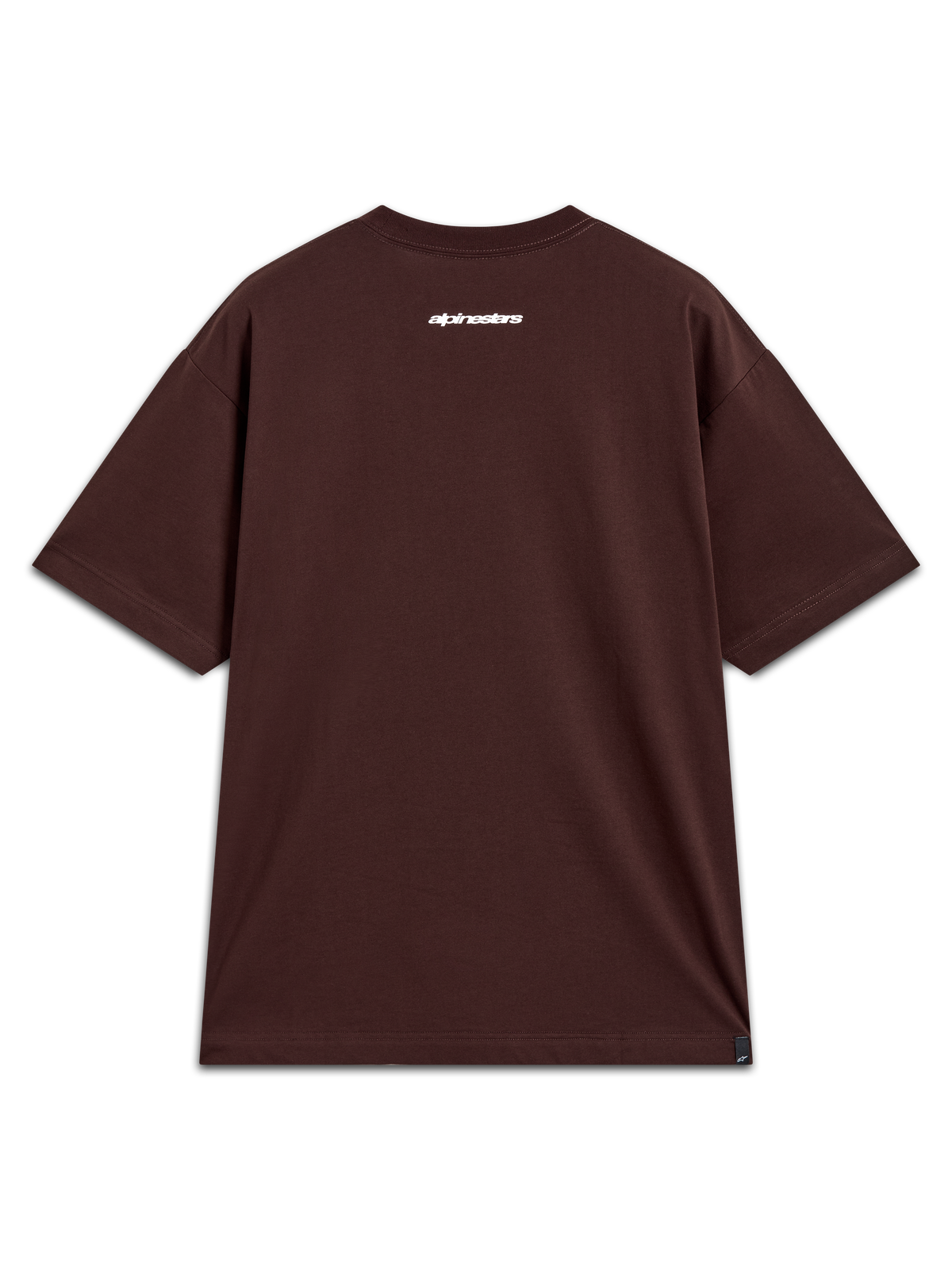 Alpinestars Prelude Oversized CSF Tee, camiseta de mangas cortas marrón con logotipo blanco en la espalda, ropa deportiva.