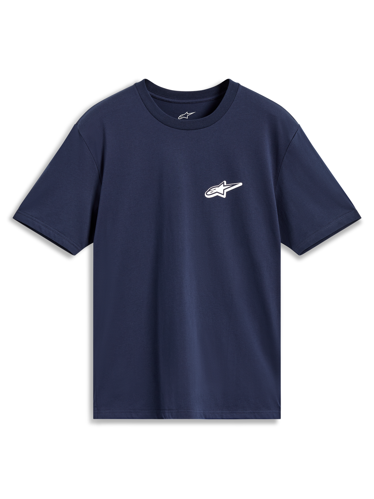 Alpinestars Meteor CSF Tee, camiseta de mangas cortas azul marino con logotipo Astars blanco, ropa deportiva casual