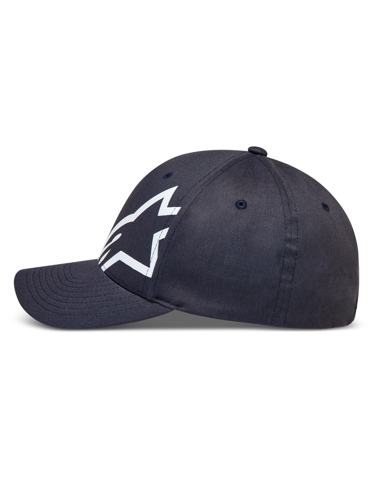 Alpinestars Maze Gorro, gorra deportiva gris oscuro con visera curva y logotipo Astars blanco texturizado en sarga.