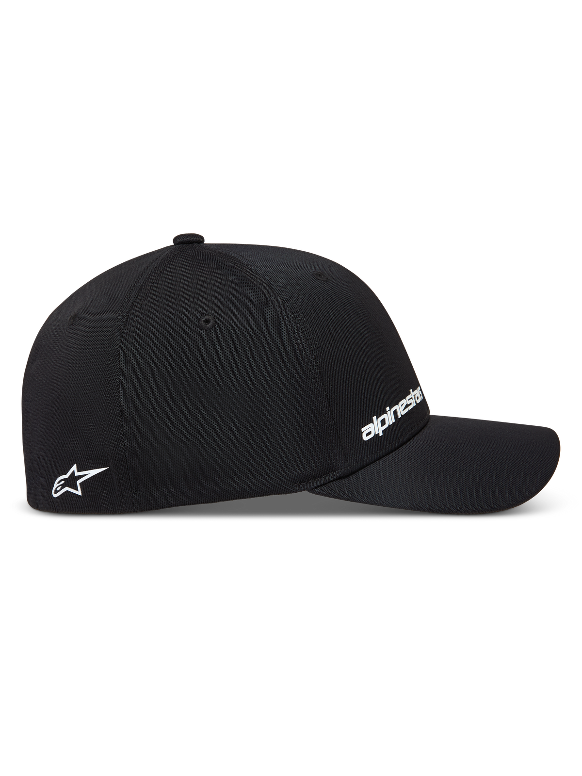 Alpinestars Points Gorro, gorra negra de béisbol en nylon tactel con logotipos blancos en impresión HD y ajuste flex