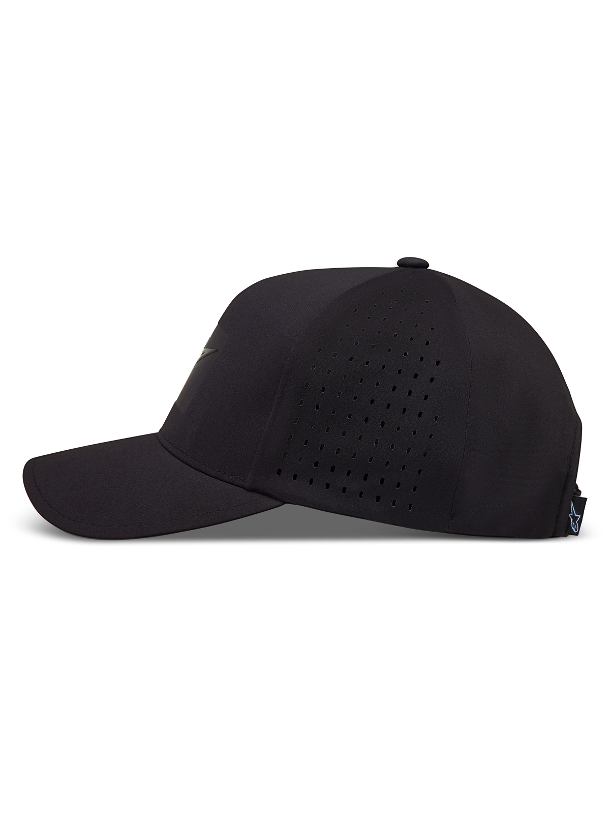 Alpinestars Algo Perf Adjustable Gorro, gorra negra con visera curva y paneles laterales perforados para transpirabilidad