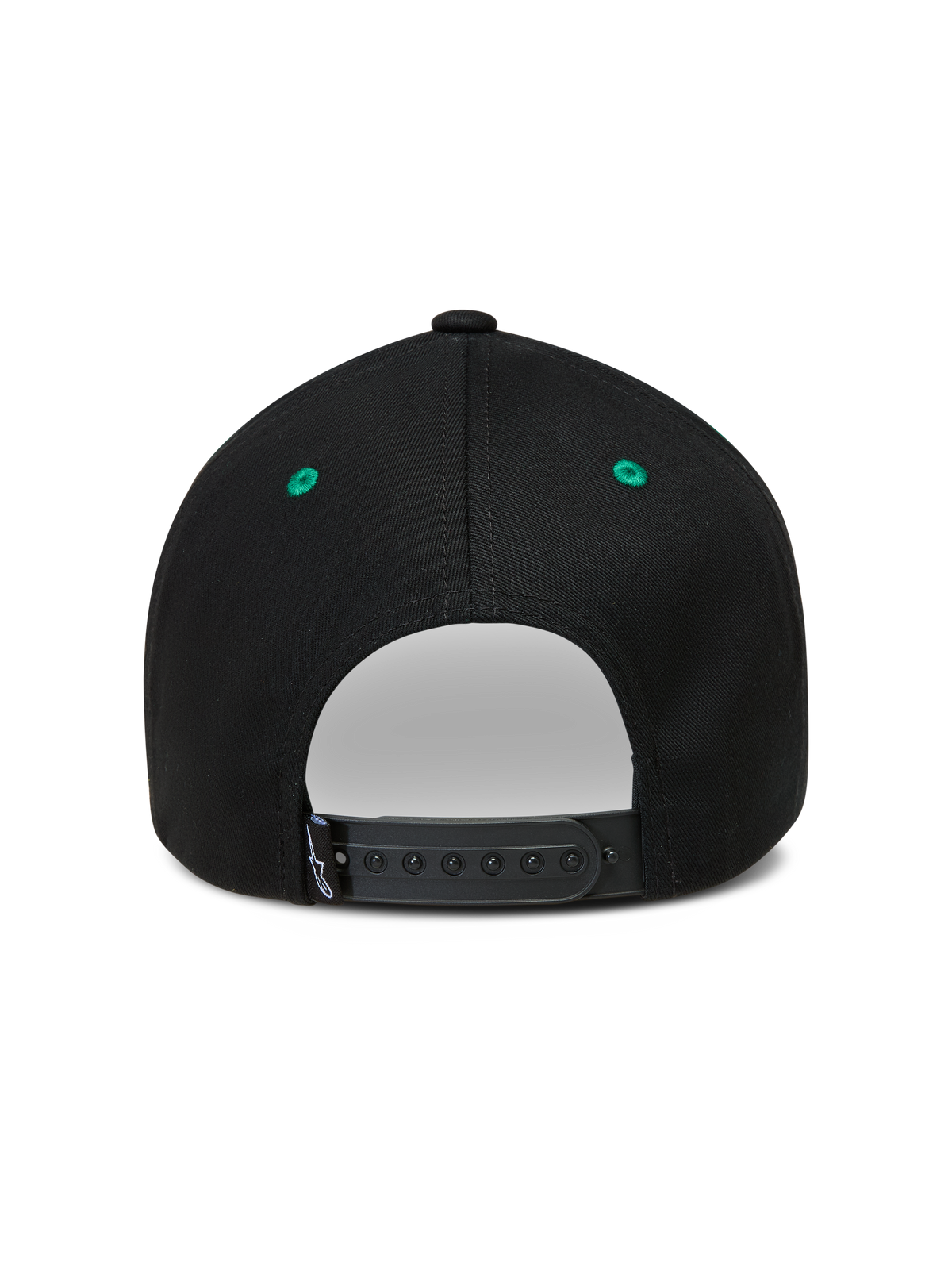 Alpinestars Retro Snapback Gorro, gorra negra y verde con cierre ajustable snapback, vista trasera