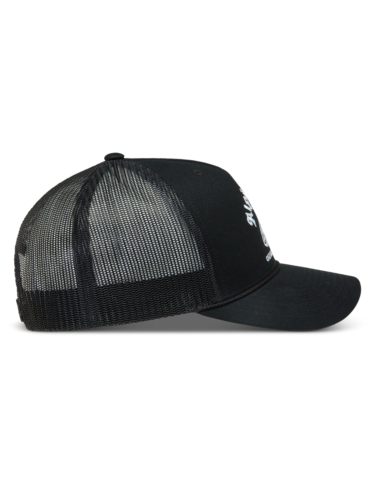 Alpinestars Baron Gorra con visera, negra con malla de poliéster, logotipo blanco lateral y visera curva, ropa deportiva.