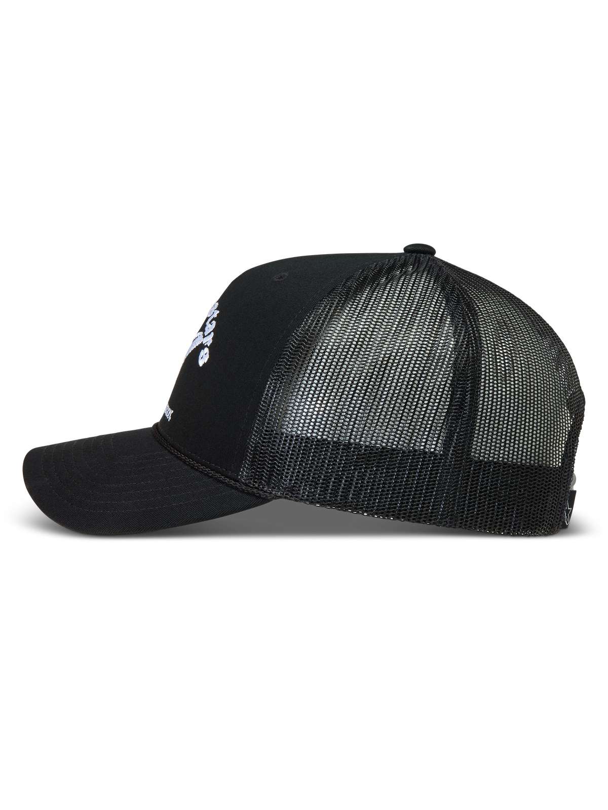 Alpinestars Baron, gorra negra de estilo trucker con malla transpirable, visera curva y frente de sarga