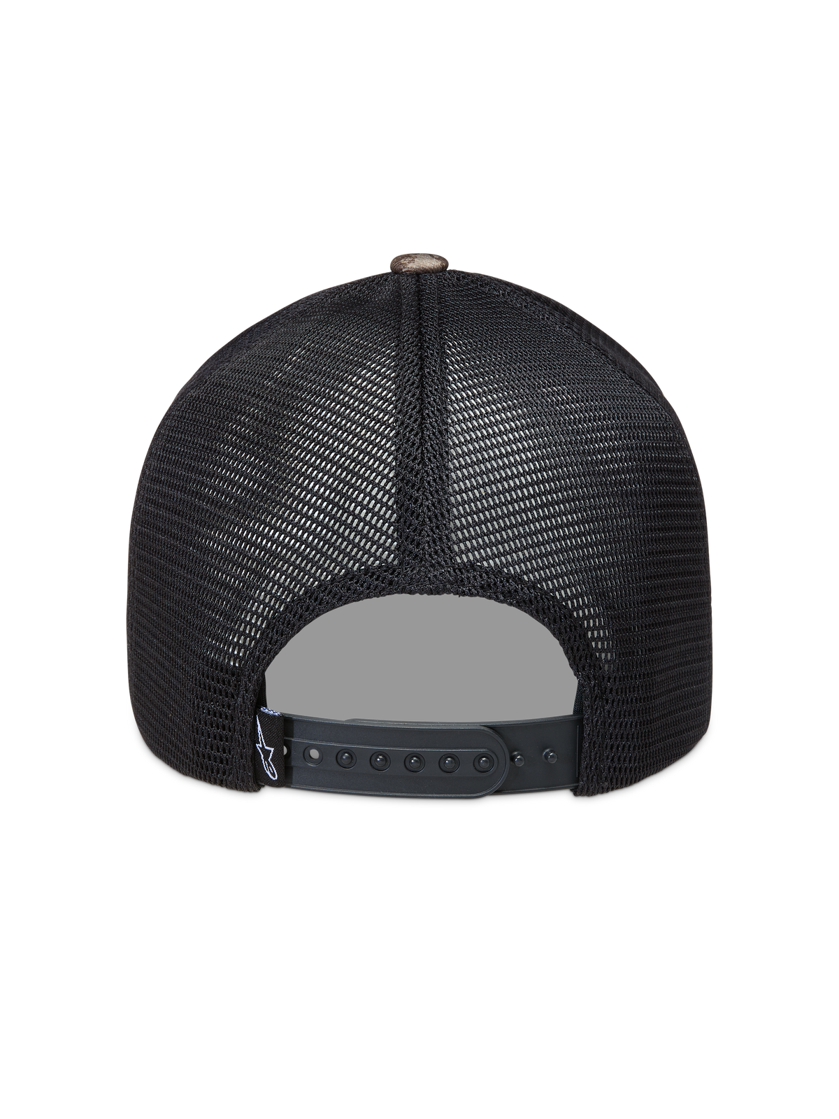 Alpinestars Thicket Realtree, gorra de malla negra con cierre trasero ajustable, vista posterior, ropa deportiva