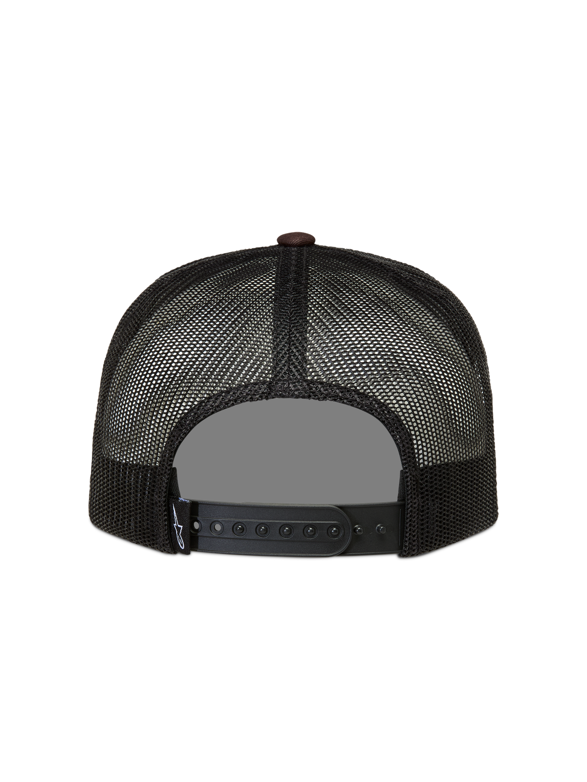 Alpinestars Hotlink, gorra de malla negra y marrón con cierre trasero ajustable, ropa deportiva.