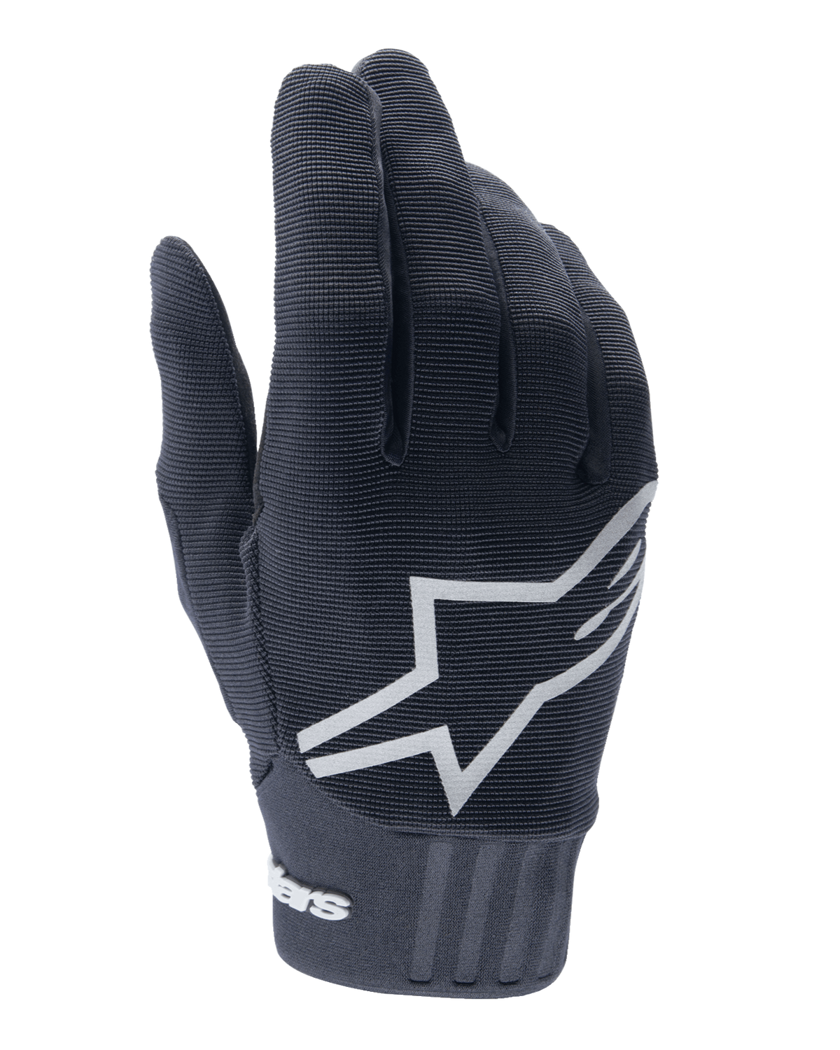Guantes Alpinestars Youth A-Dura, guantes de bicicleta de montaña, negros, gran logo de estrella blanca en el dorso de la mano, tejido texturizado con detalle de puño acanalado, diseño flexible para ciclismo fuera de pista