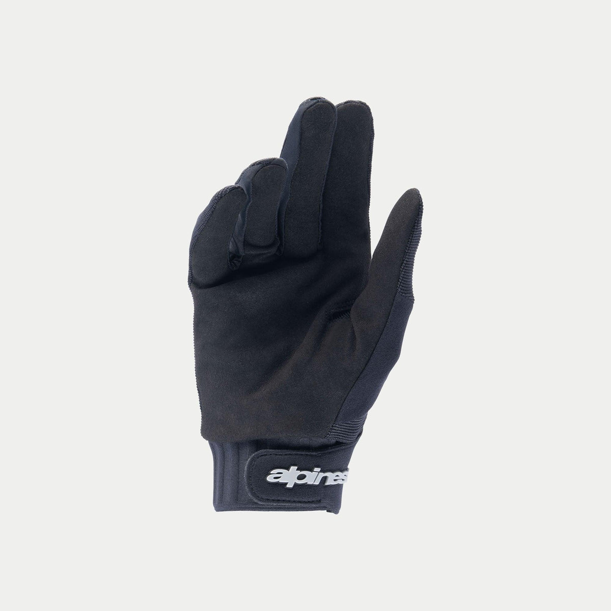 Guantes Alpinestars Stella A-Dura, guantes de ciclismo para mujer, negros, con palma de ante sintético duradera, puño de neopreno con cierre de muñeca de gancho y bucle, y logotipo de Alpinestars en blanco.
