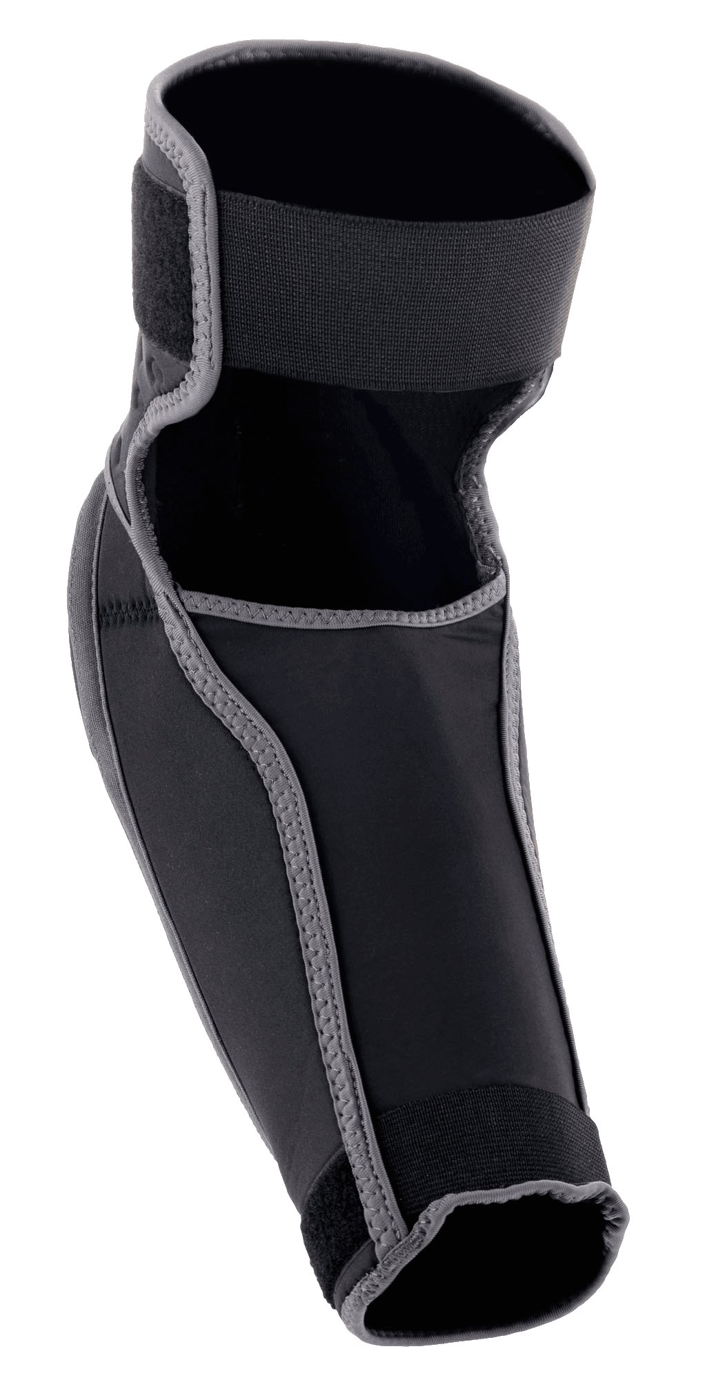 Protectores de codo Alpinestars Vector, coderas de MTB, color negro y gris antracita, con construcción de dos partes, correas elásticas superiores e inferiores, cierres de gancho y bucle y una abertura para flexibilidad de movimiento