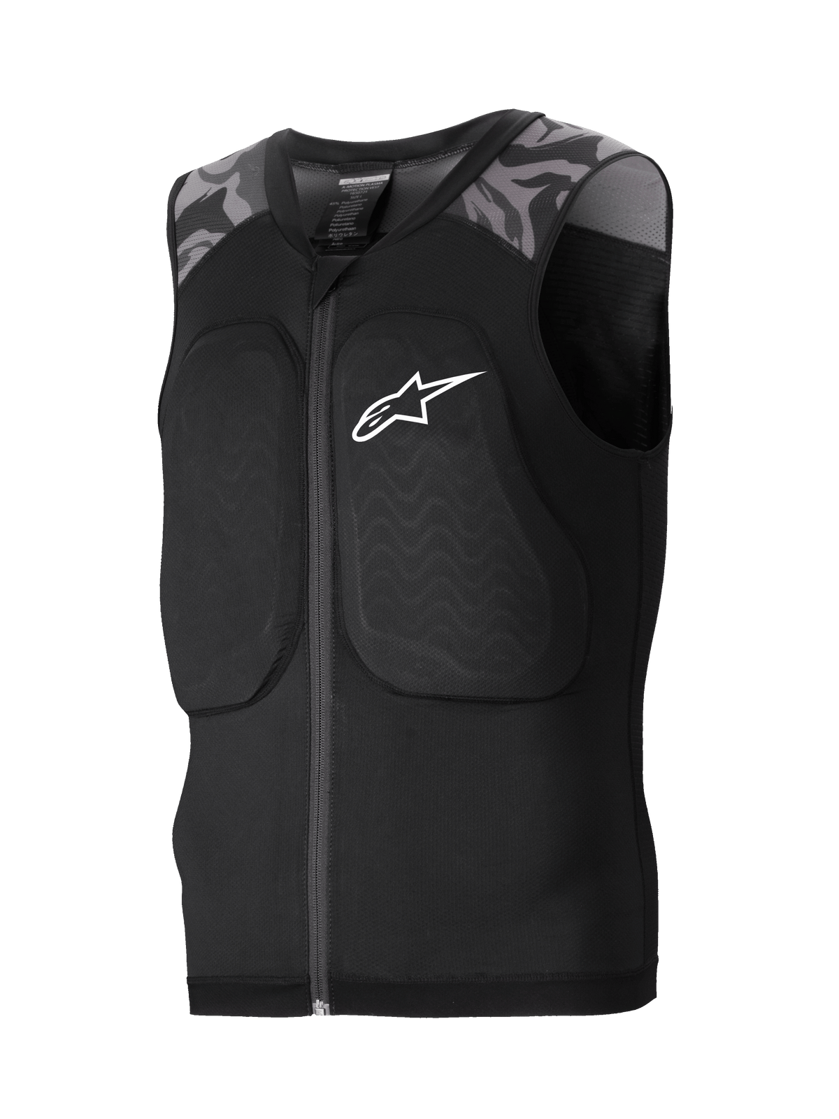 Alpinestars Chaleco Protector A-Motion Plasma, chaleco protector de ciclismo de montaña, negro y camuflaje, con certificación CE Nivel 1 y protección Nucleon Plasma en el pecho