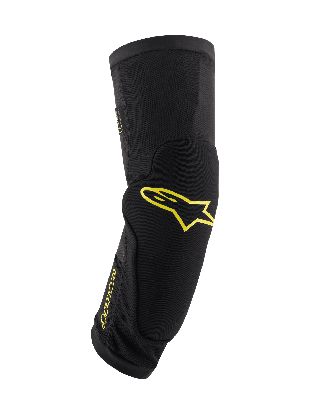 Alpinestars Paragon Plus Knee Protectors, rodilleras de protección para ciclismo de montaña, negras con logotipos amarillo ácido, funda tubular con acolchado integrado, malla transpirable y tejido texturizado duradero