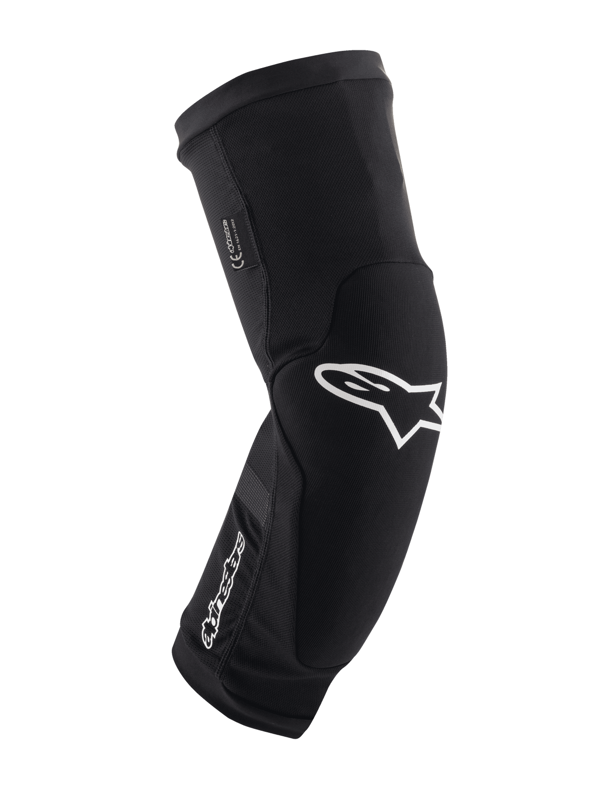 Alpinestars Paragon Plus Knee Protectors, rodilleras para ciclismo de montaña MTB, negro y blanco, funda de malla transpirable de fácil ajuste, diseño ergonómico curvo con logo de estrella blanca, construcción acolchada para conducción todoterreno