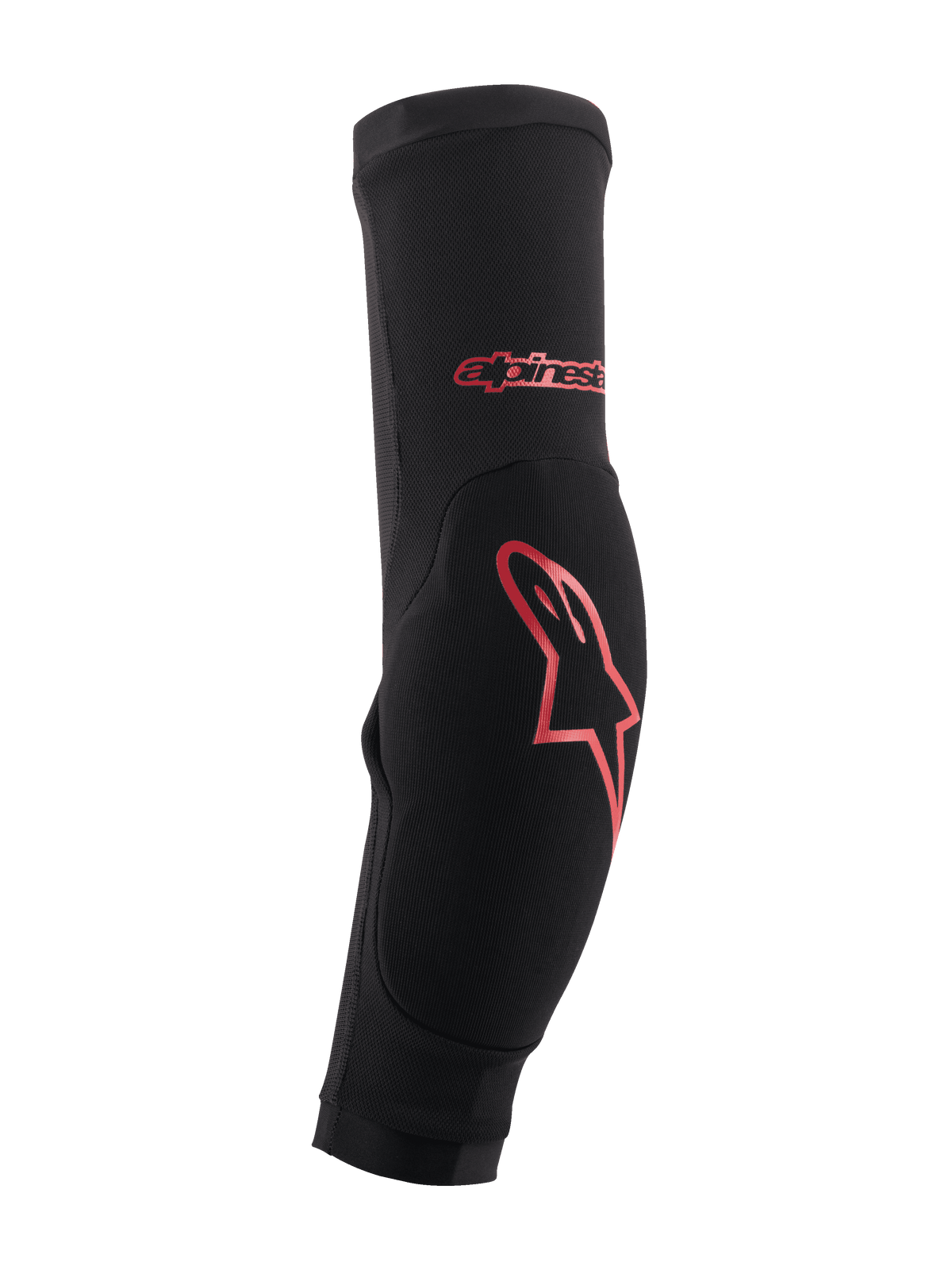 Alpinestars Paragon Plus Elbow Protectors, Black with Red Logo, MTB Mountain Bike Protection, form-fitting slip-on sleeve with reinforced impact padding and breathable mesh chassis