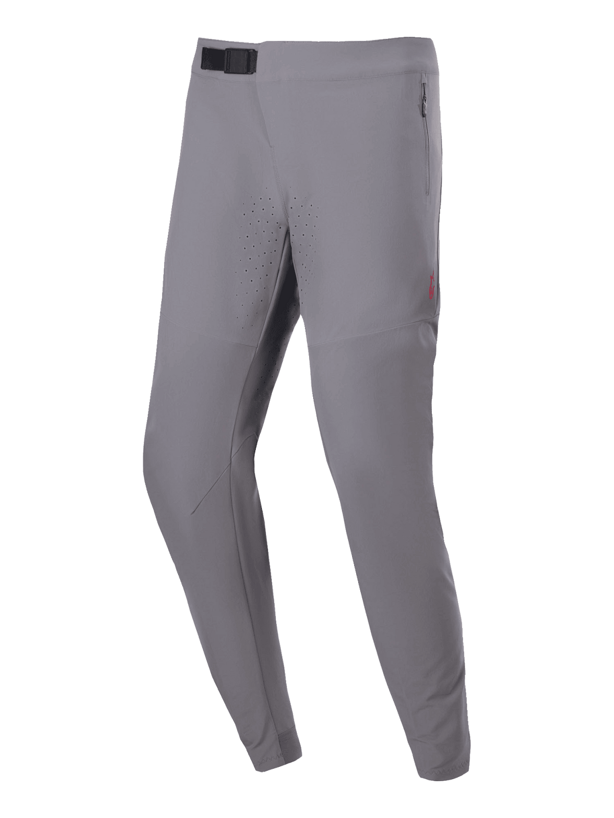 Pantalones Alpinestars A-Aria Elite, pantalones de ciclismo MTB, gris oscuro, con perforaciones láser en los muslos, cierre de hebilla magnética negra en la cintura y bolsillos laterales con cremallera, ajuste de alto rendimiento para senderos todoterreno