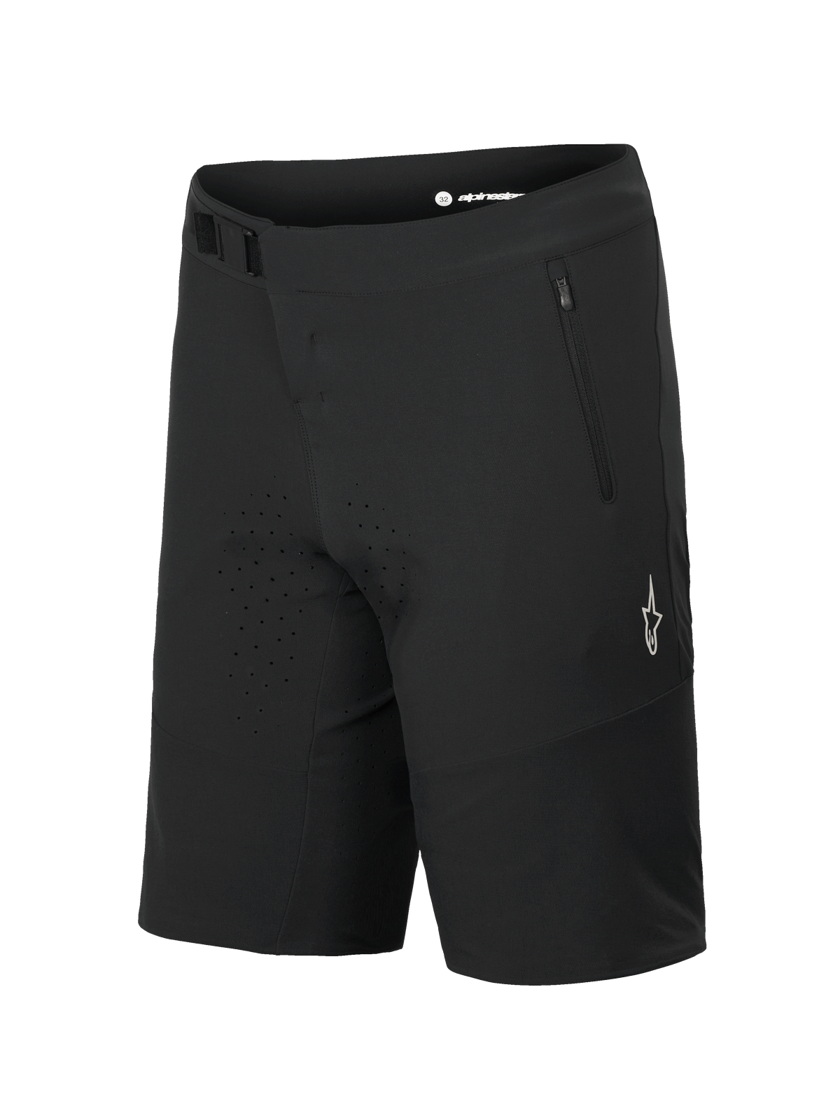 Alpinestars A-Aria Elite Shorts, shorts de ciclismo de montaña, Black Titanium, con cierre de hebilla magnética y bolsillo con cremallera, orificios de ventilación cortados con láser, logotipo A-star blanco en la pierna, ropa técnica para trail