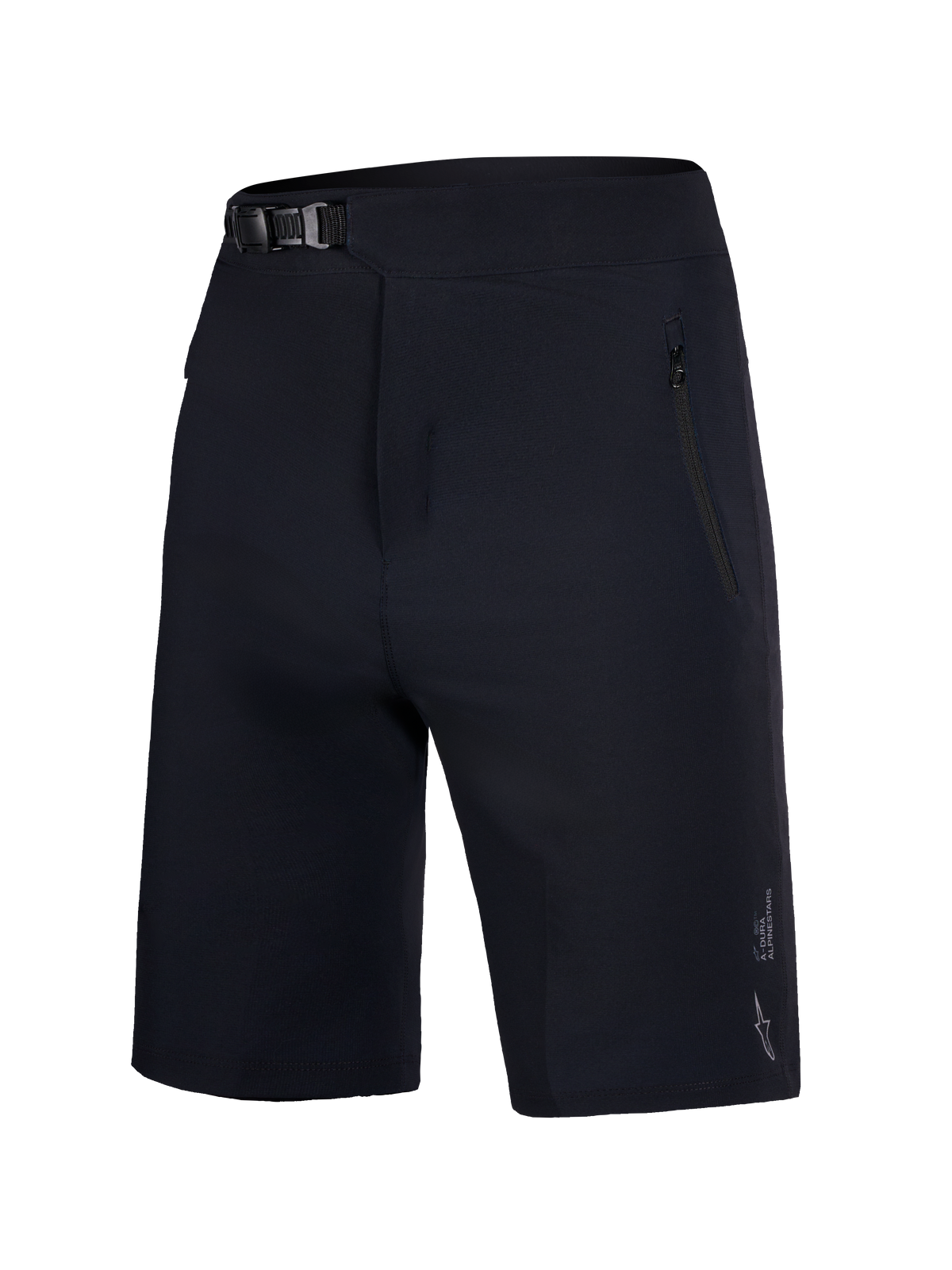 Pantalones cortos negros Alpinestars A-Dura Ride juveniles con cierre de trinquete y bolsillos con cremallera para MTB.