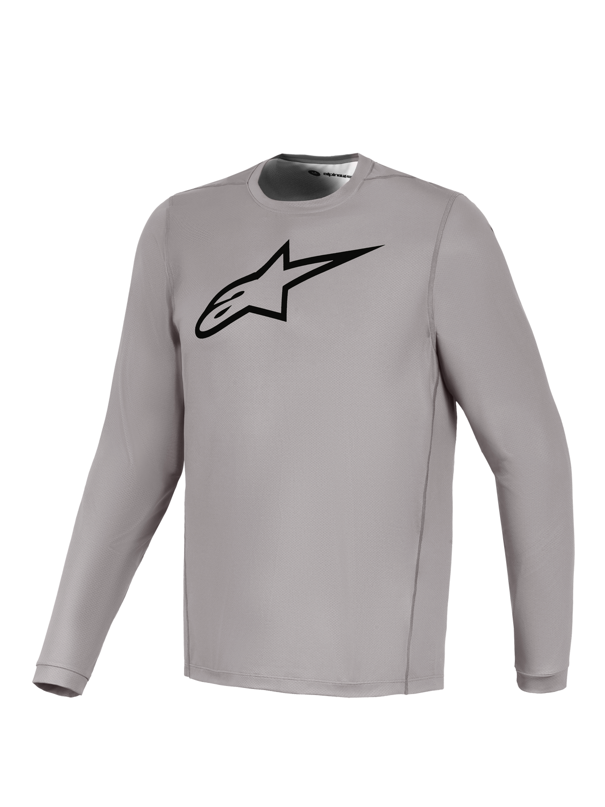 Camiseta gris Alpinestars A-Dura Ride de manga larga con logo negro, tejido elástico transpirable para MTB