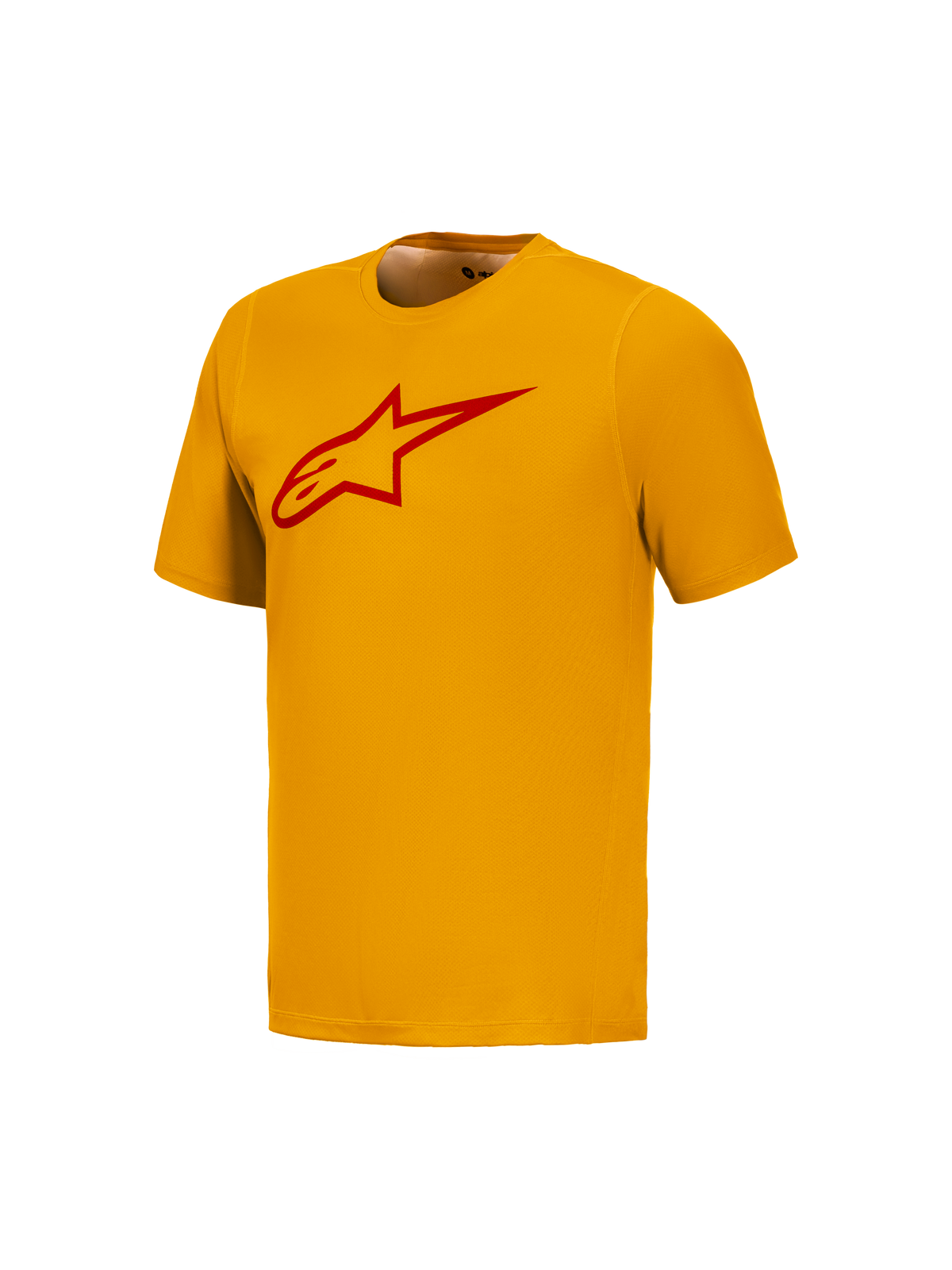 Orange A-Dura Ride Short Sleeve Jersey with red Astars chest logo, high-performance MTB apparel by Alpinestars.