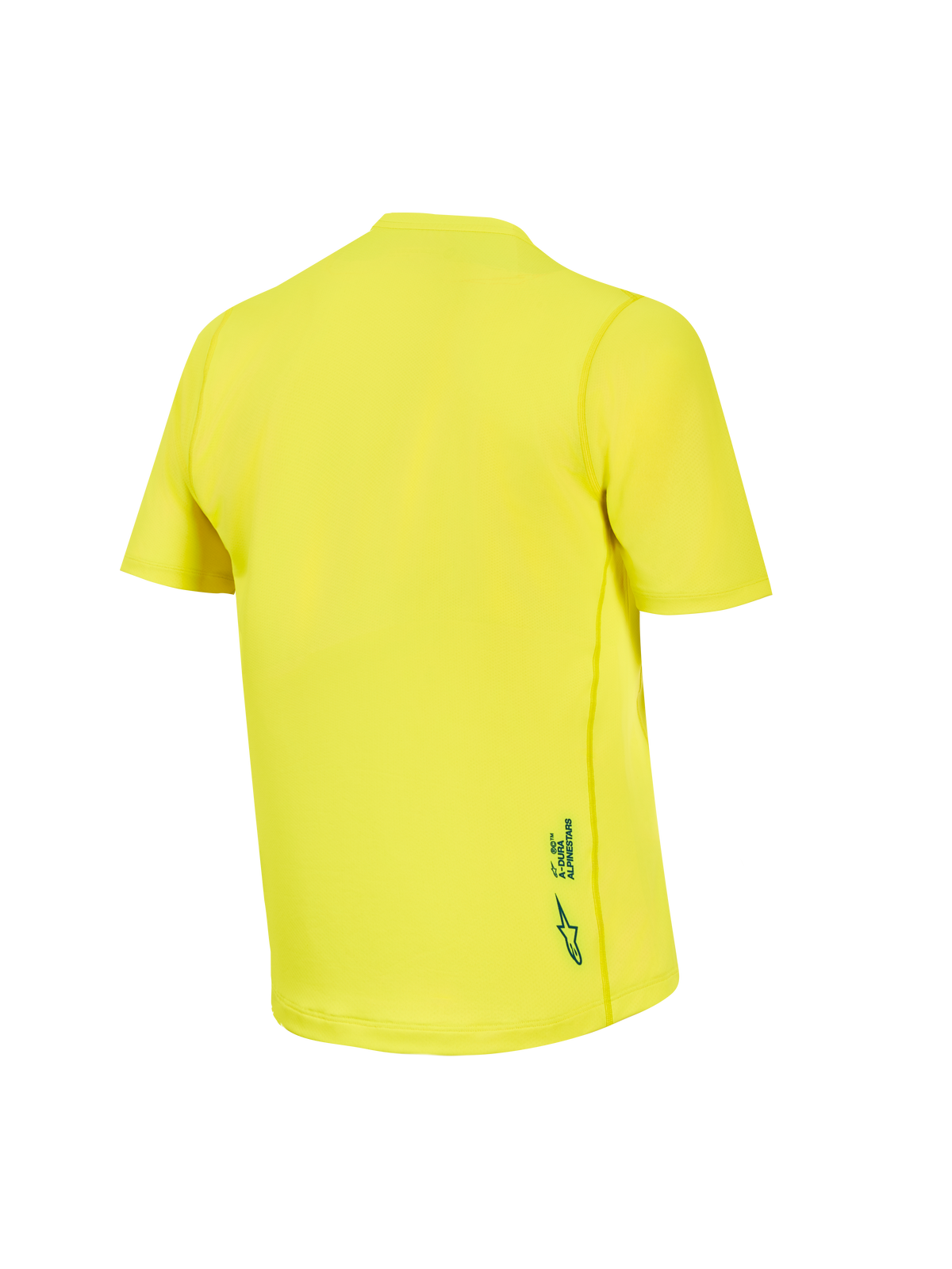 Maillot A-Dura Ride amarillo flúor, vista posterior de la prenda de MTB en jacquard transpirable con logo Astars.