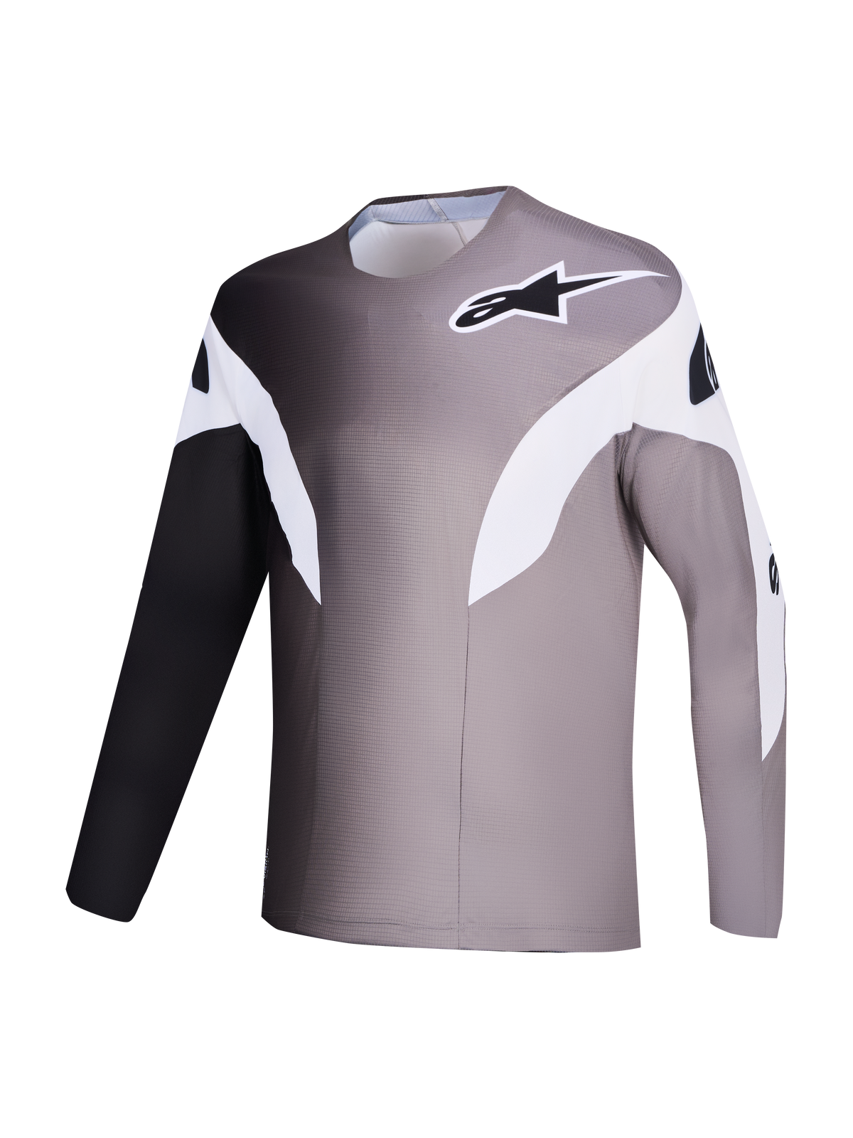Maillot Alpinestars A-Supra Elite gris degradado, prenda de MTB con tejido microperforado y diseño de competición.