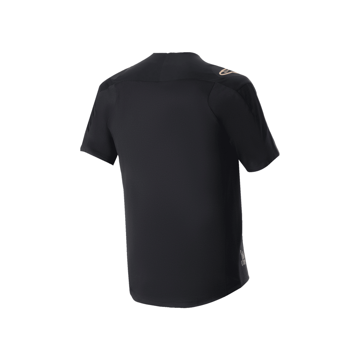 Alpinestars A-Aria Polartec Switch Jersey, Short Sleeve MTB Jersey, Black, back view showing performance fit and longer drop tail, technical moisture-wicking fabric for trail riding