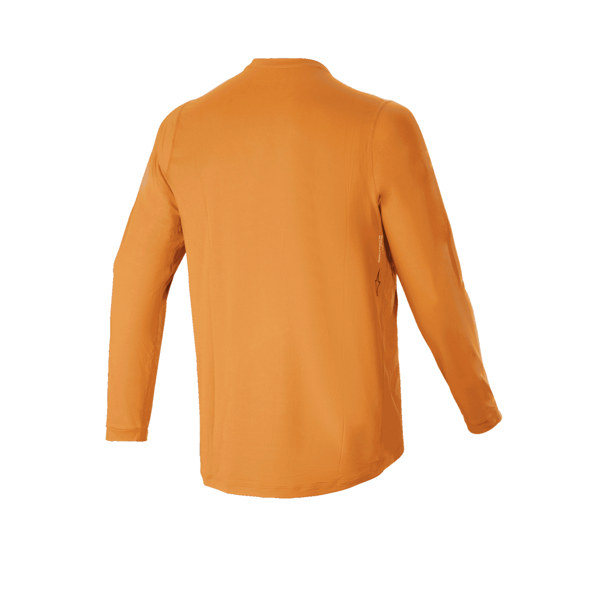 Alpinestars A-Dura Rocker Long Sleeve Jersey, jersey de ciclismo de montaña, oro oscuro, vista posterior, con cola extendida para mayor cobertura y material jacquard de alto rendimiento