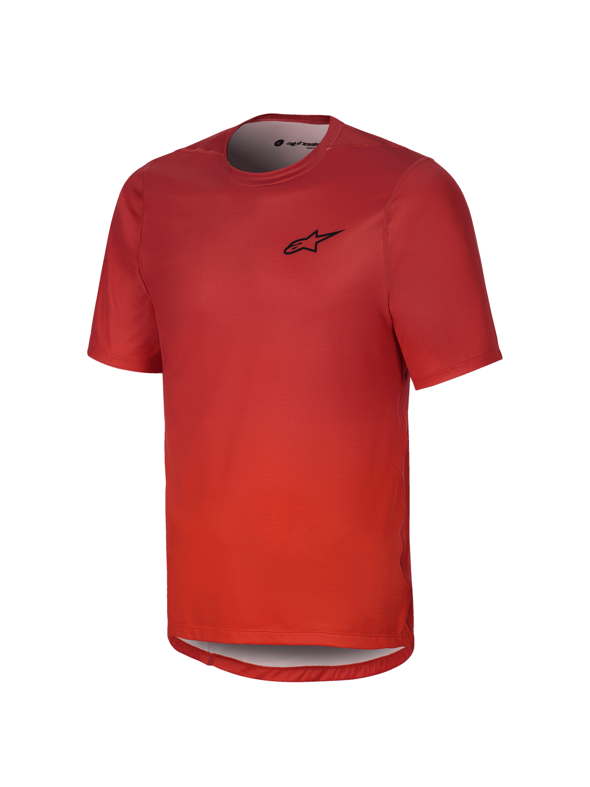 Alpinestars Youth A-Dura Rise Jersey, camiseta de manga corta para jóvenes, color naranja Spicy Orange, con logotipo negro en el pecho, cuello redondo y parte trasera más larga, tejido jacquard transpirable para ciclismo de montaña