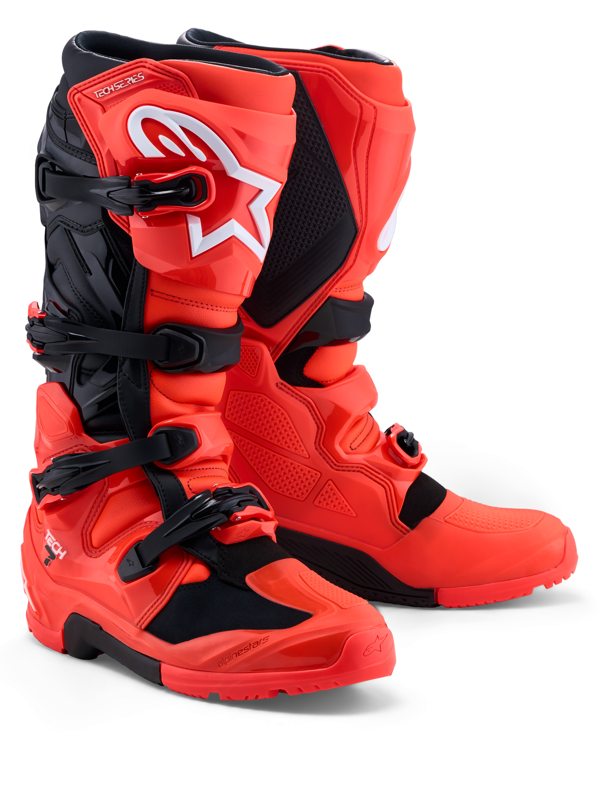 Alpinestars Tech 7 Enduro, botas de motocross rojas y negras con protección de TPU y sistema de hebillas de seguridad