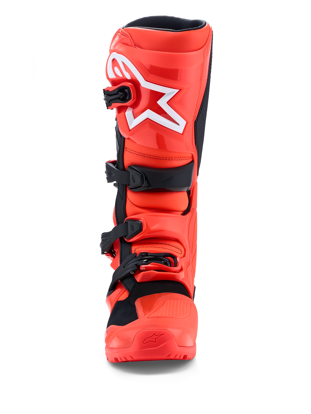 Botas Alpinestars Tech 7 Enduro, botas de moto para motocross y enduro, rojo fluorescente y negro, con protección de TPU de alto impacto, certificado CE, vista frontal