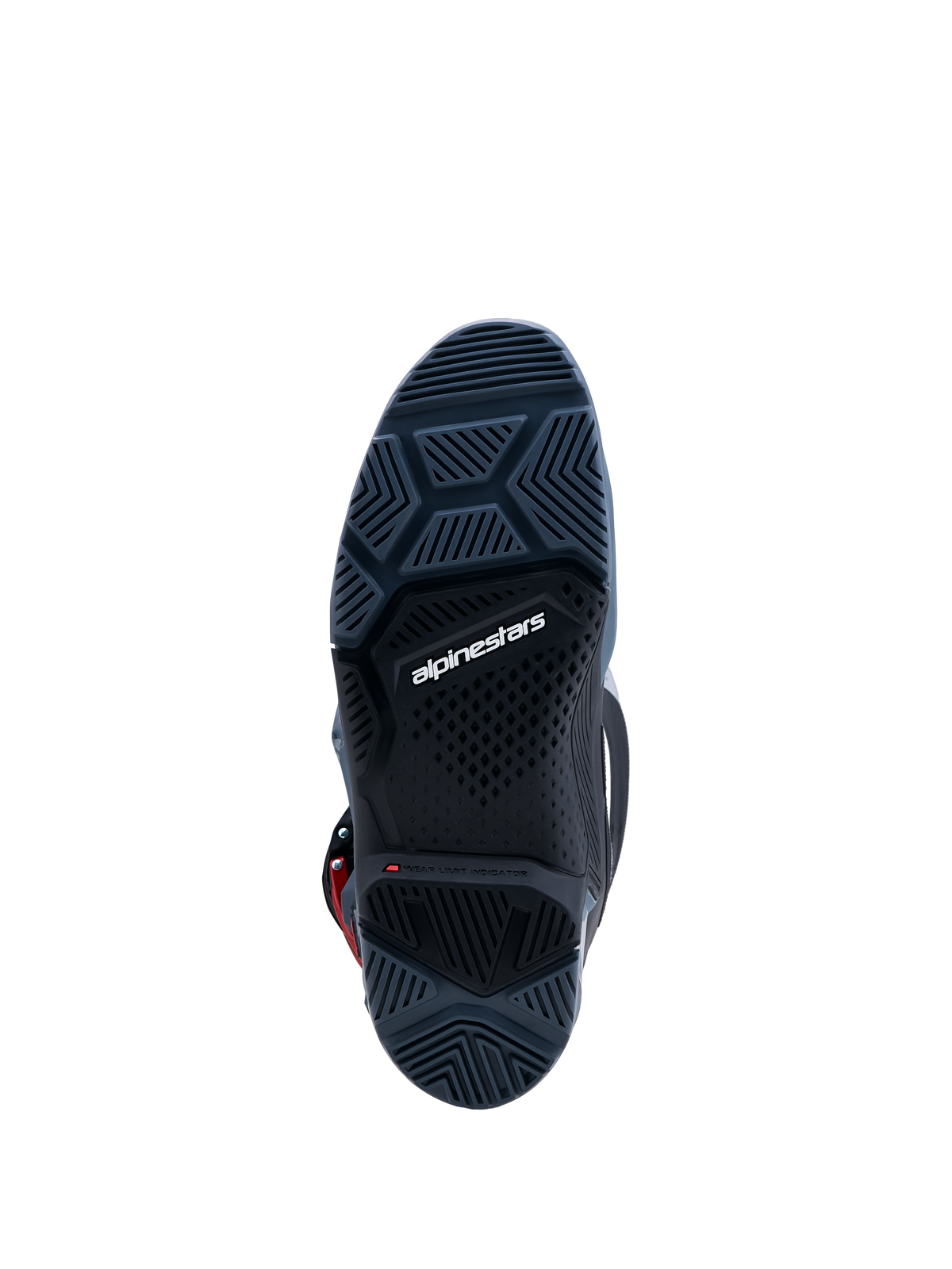 Alpinestars Tech 7 Enduro Drystar Boots, dark gray high-grip rubber sole with wear limit indicator for enduro racing.